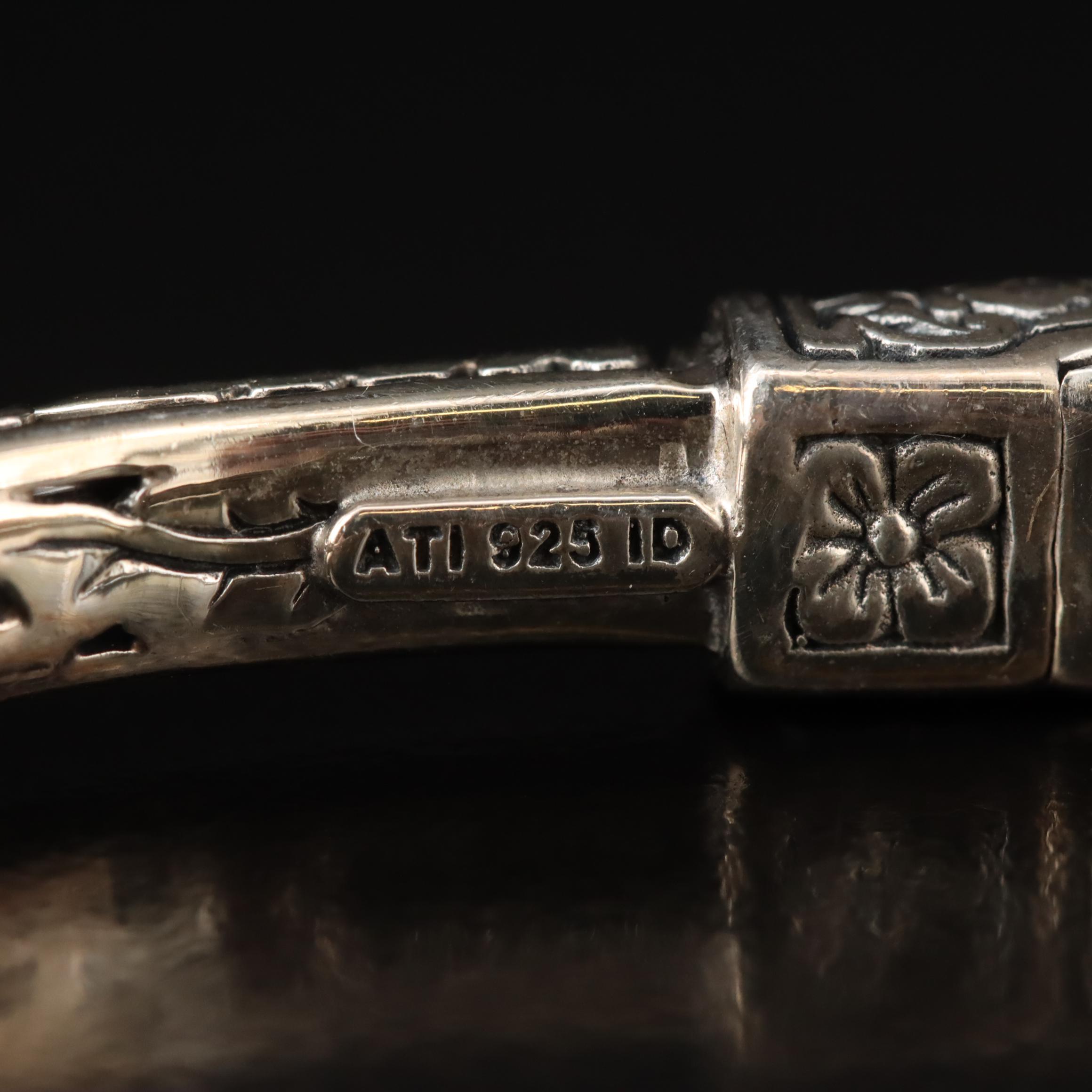 Sterling Sky Blue Topaz Hinged Floral Cuff Bracelet