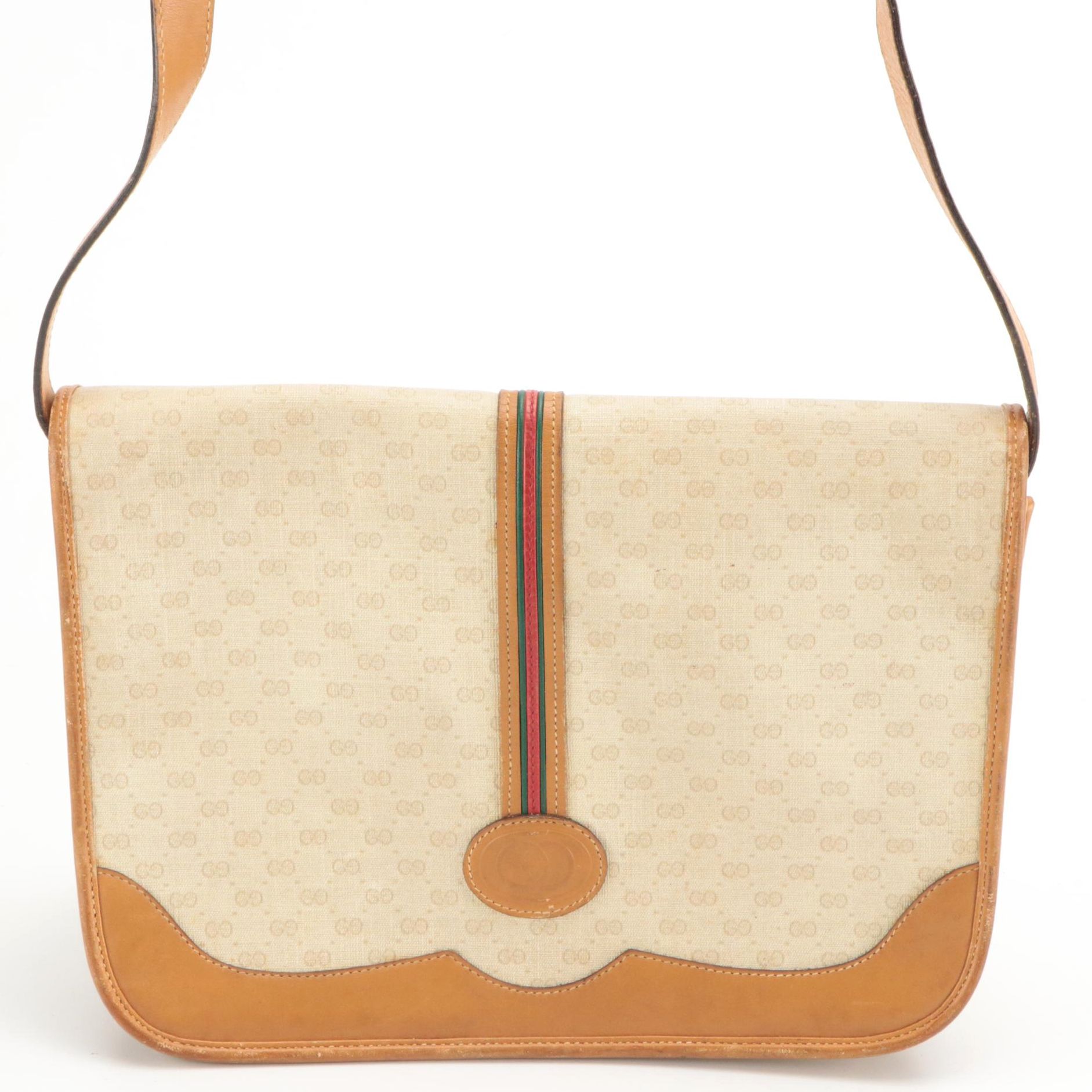 Gucci Micro GG Supreme Canvas Web Stripe Front-Flap Crossbody Bag