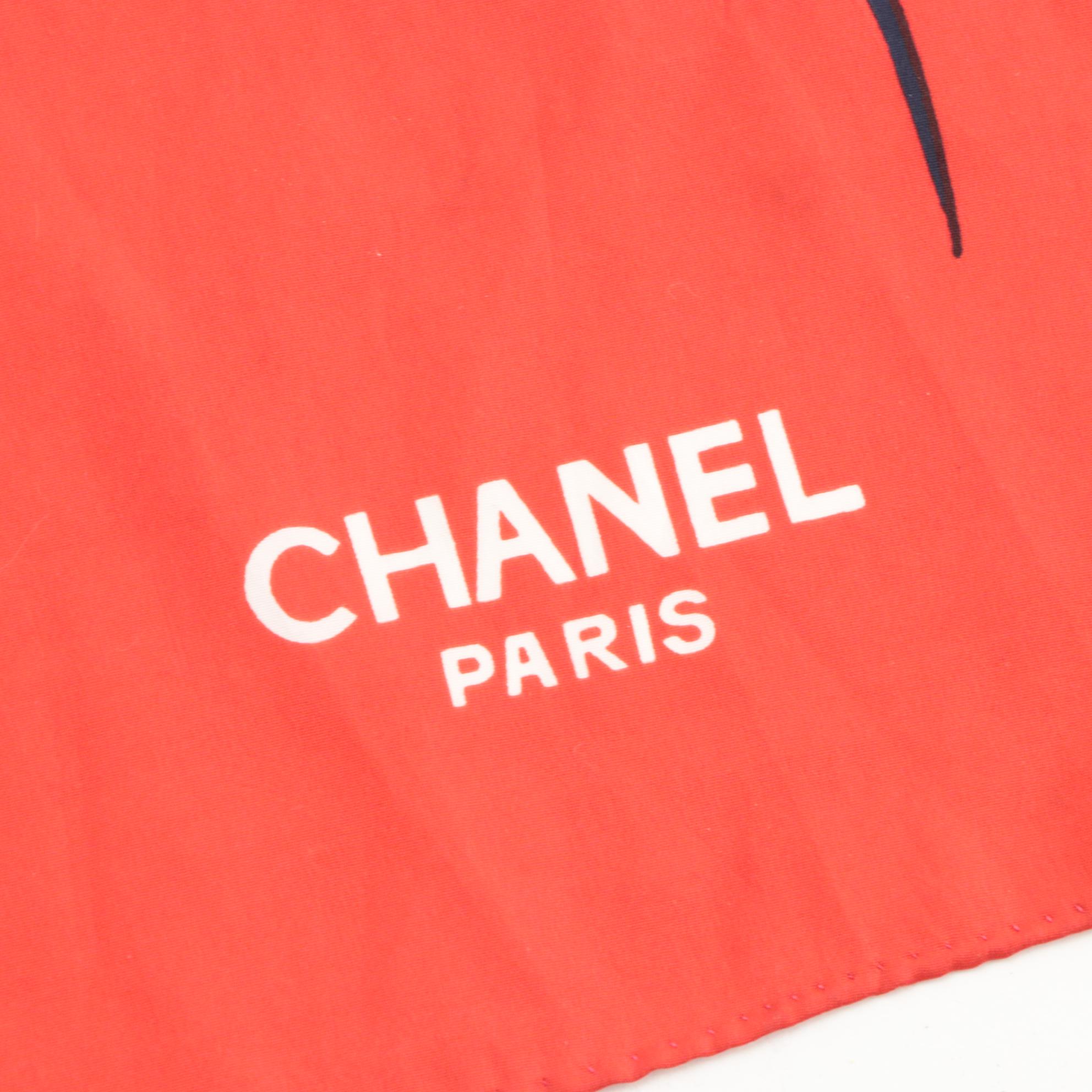 Chanel Signature "Coco Portrait with Jewelry" Silk Scarf