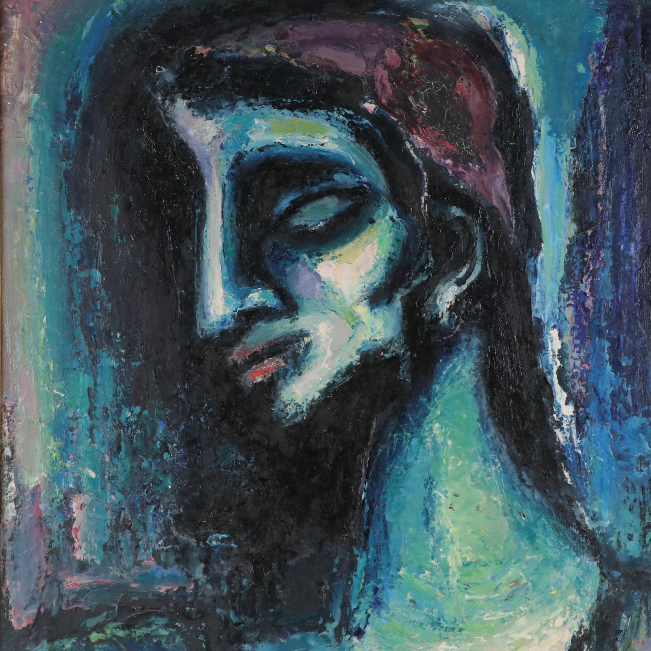 John Christoforou Abstract Expressionistic Style Oil Painting of Figure