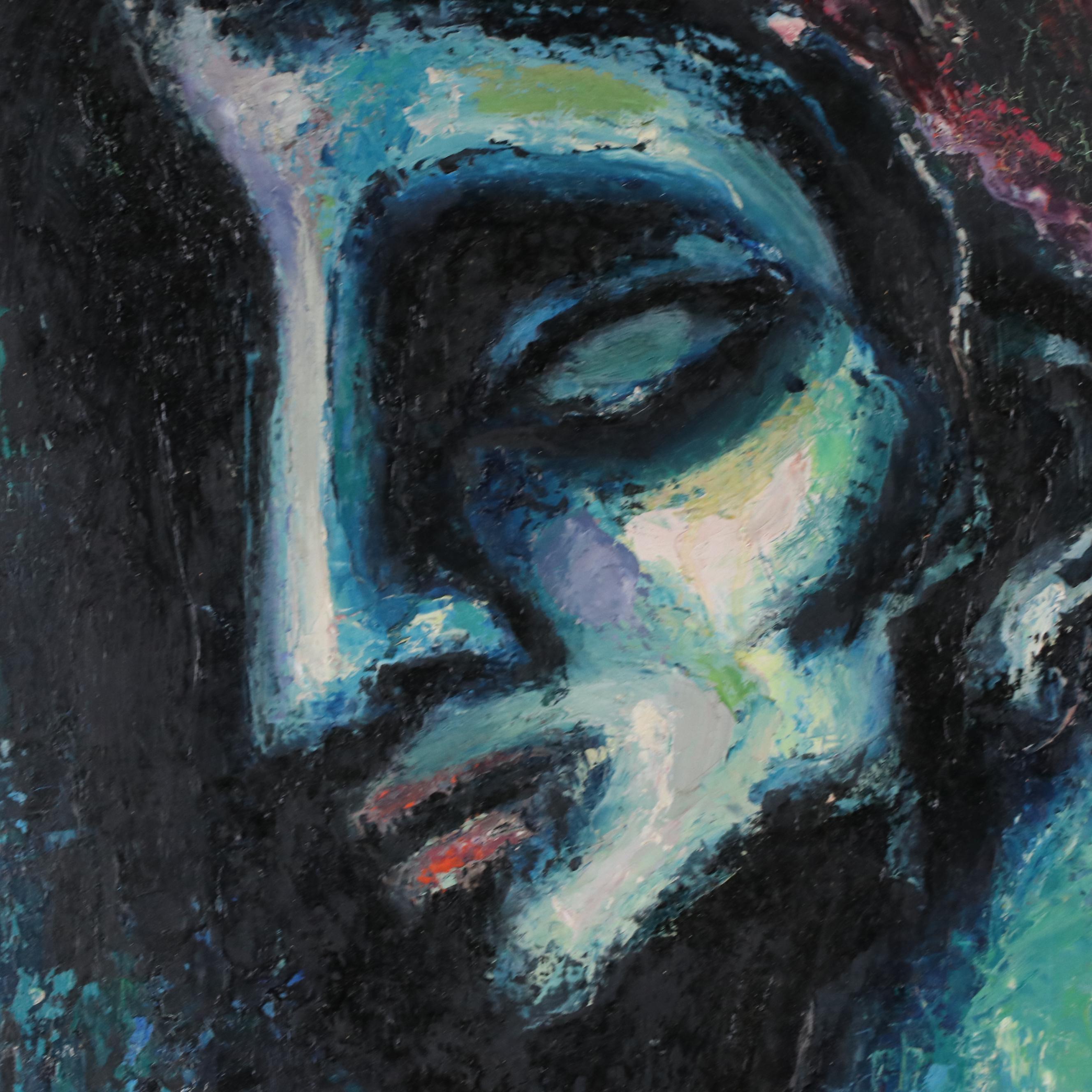 John Christoforou Abstract Expressionistic Style Oil Painting of Figure