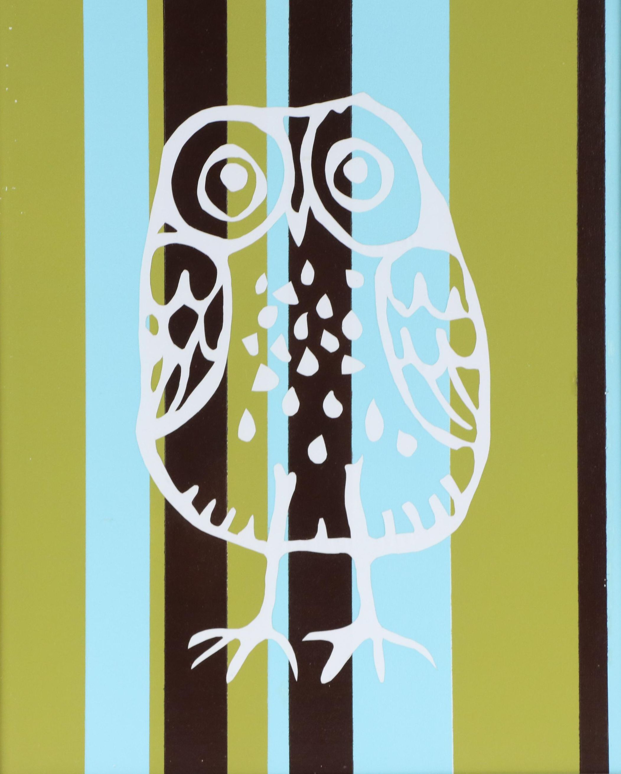 Vinyl Collage Portrait of Owl, 21st Century