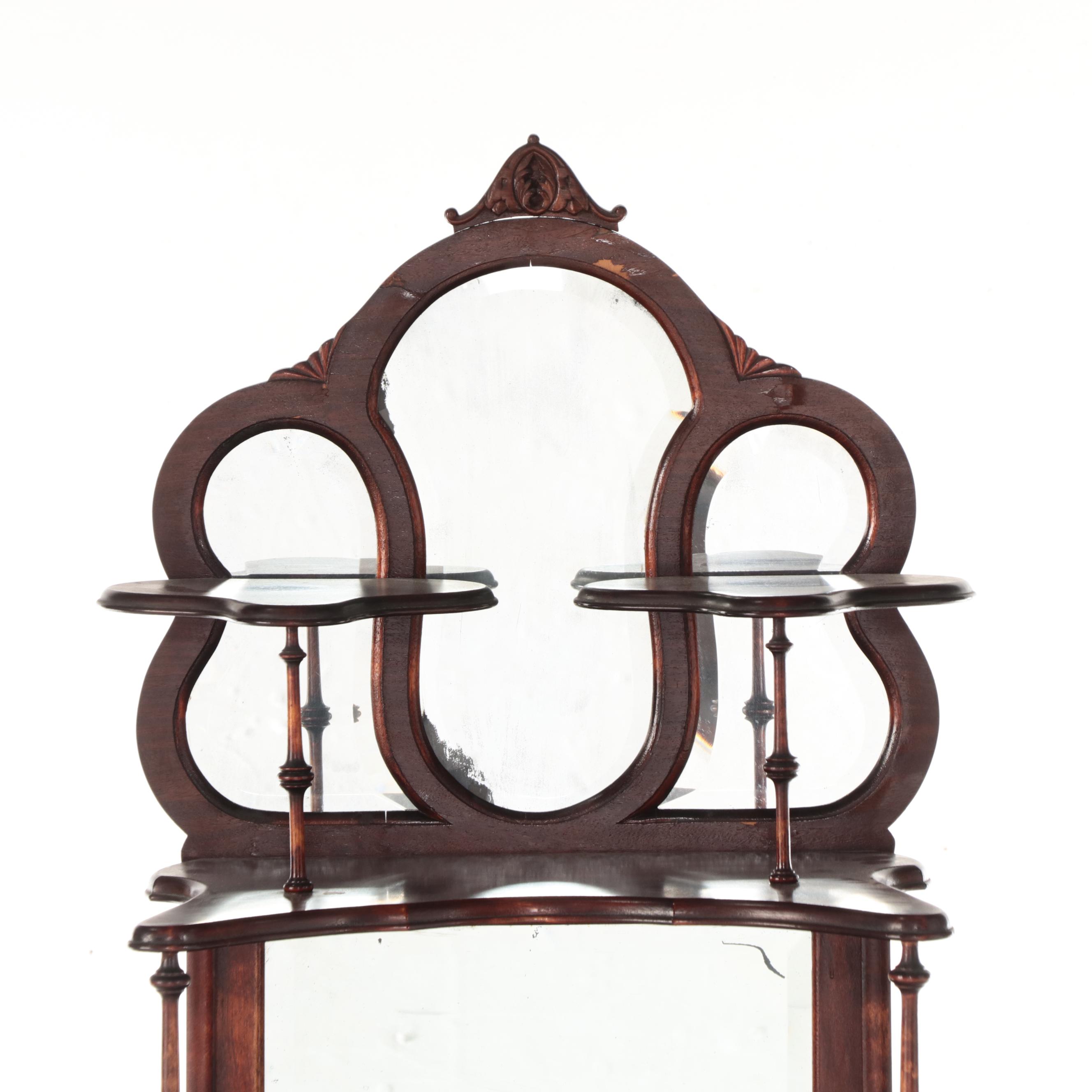 Art Nouveau Mahogany and Birch Étagère with Music Cabinet, circa 1900