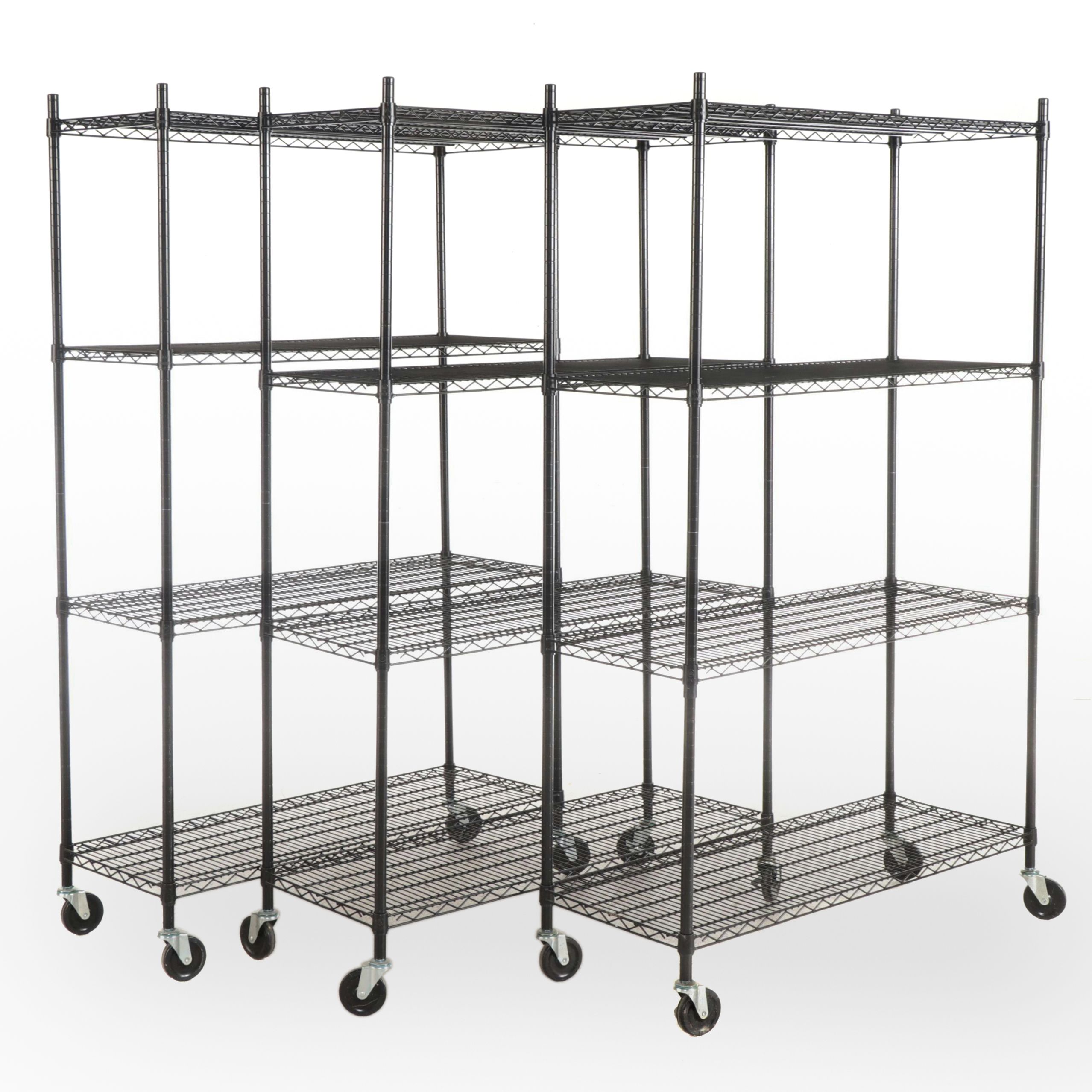Three Trinity Industrial Style Metal Rolling Storage Racks