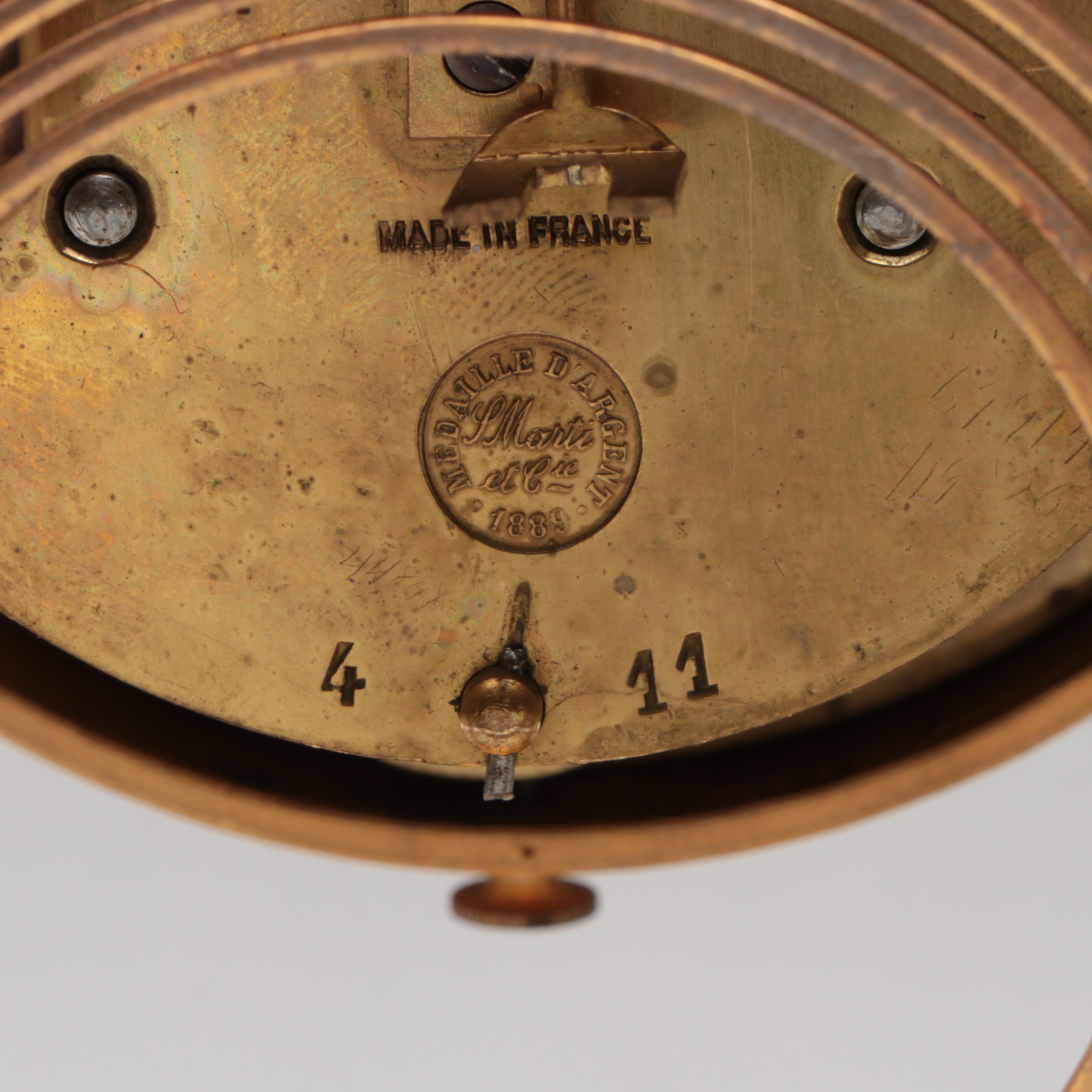 French Gilt Bronze and Glass Mantel Clock with Tiffany & Co. Face, Early 20th C.