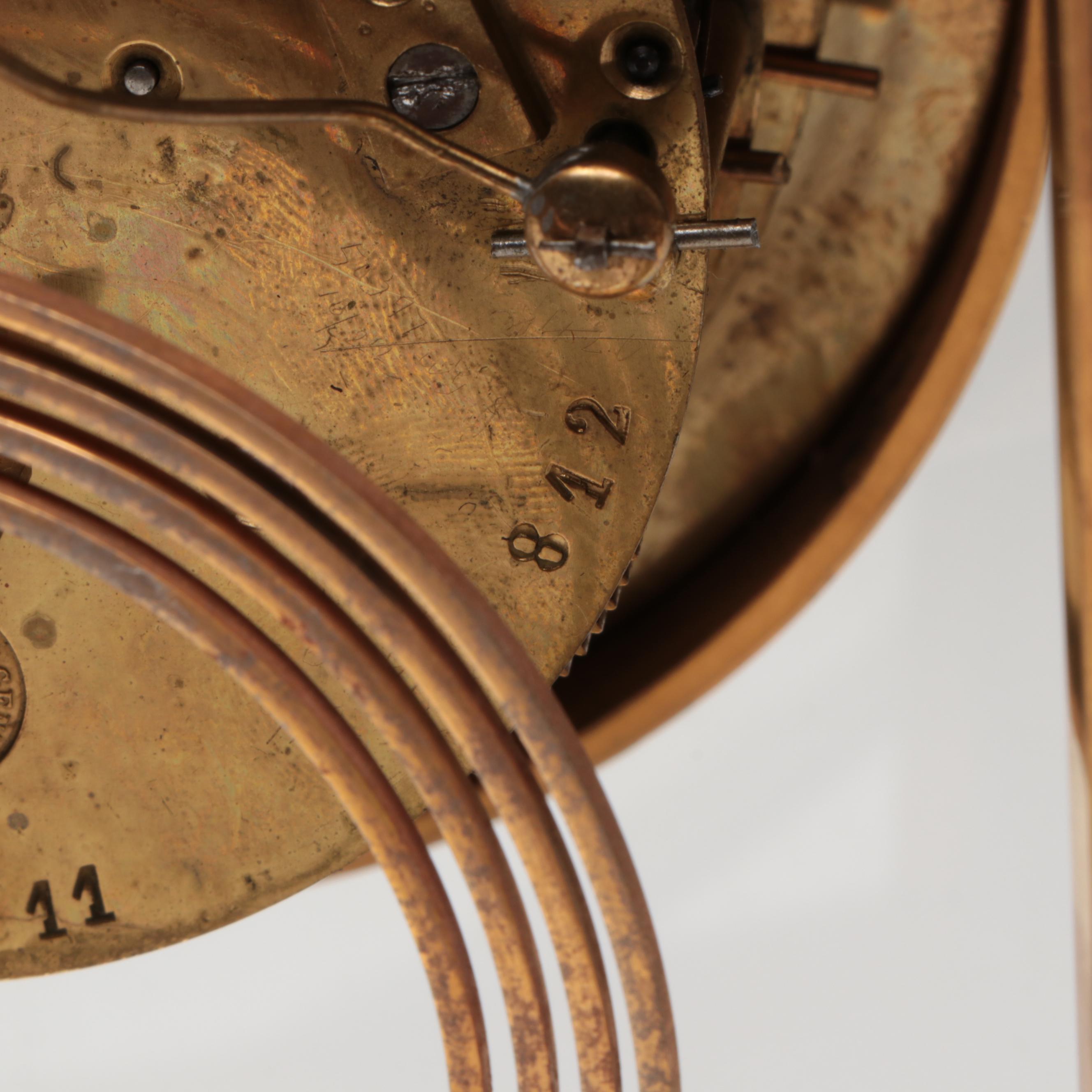 French Gilt Bronze and Glass Mantel Clock with Tiffany & Co. Face, Early 20th C.