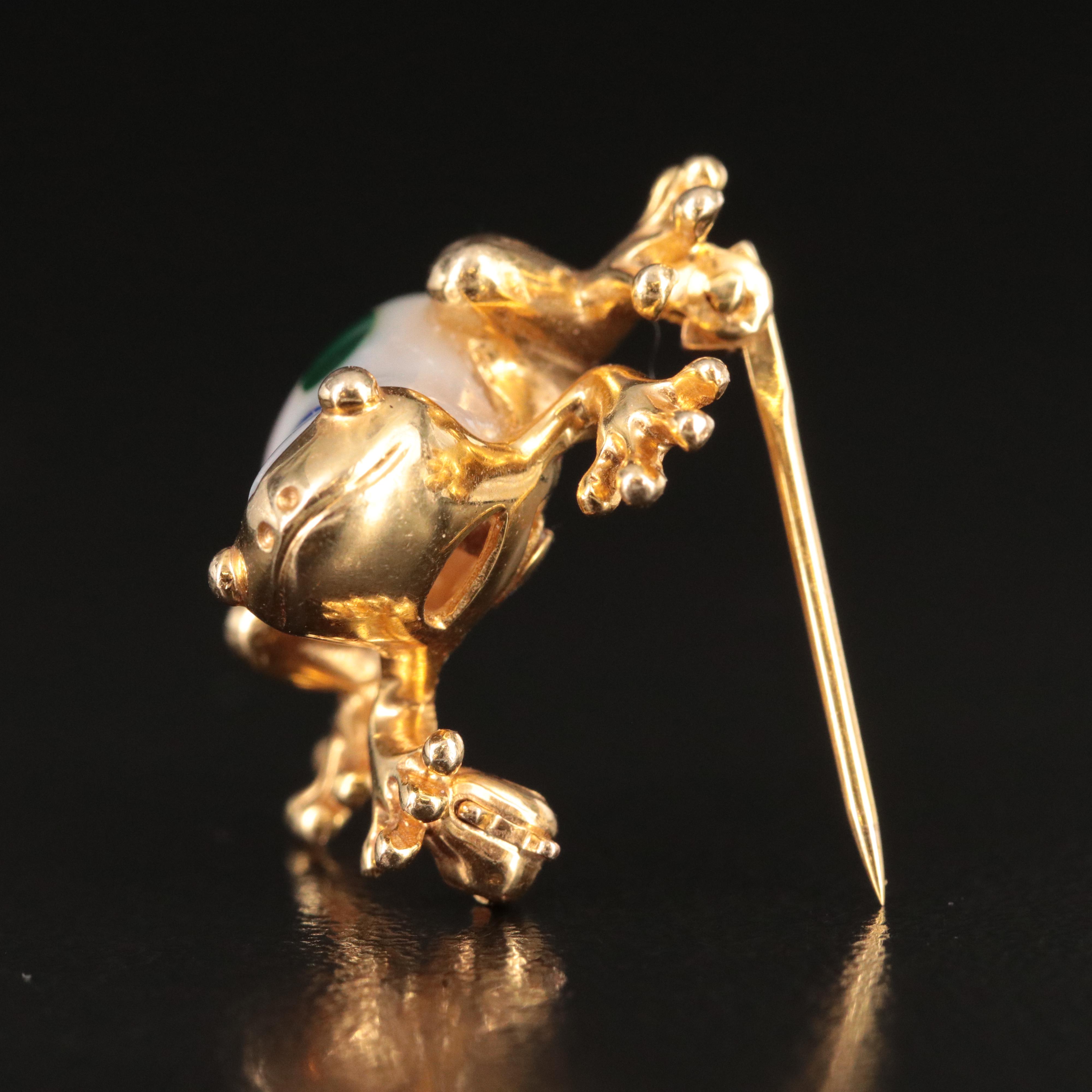 Asch Grossbardt 14K Mother of Pearl Inlay Frog Brooch