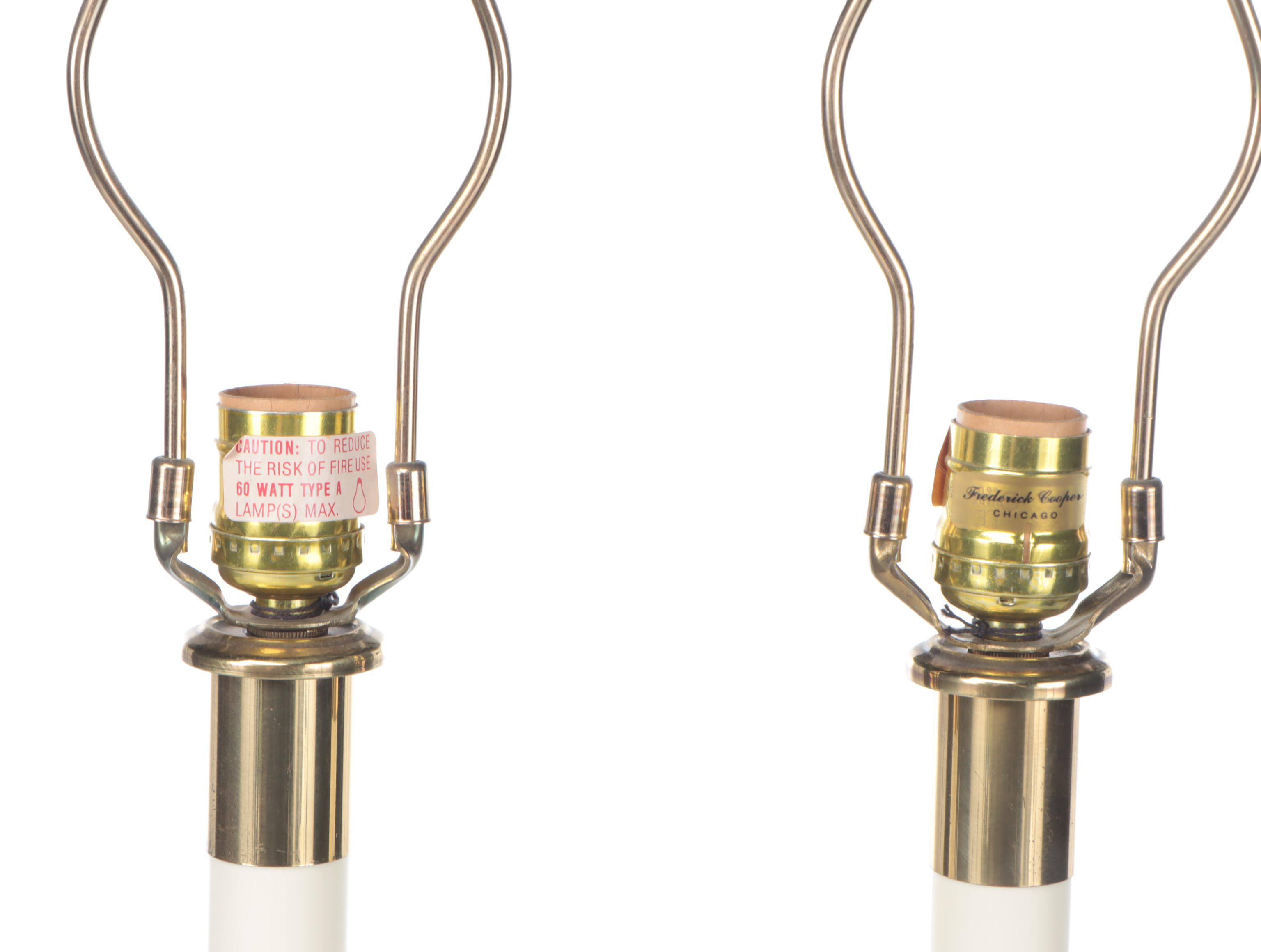 Frederick Cooper Brass Candlestick Buffet Lamp Pair, Late 20th Century