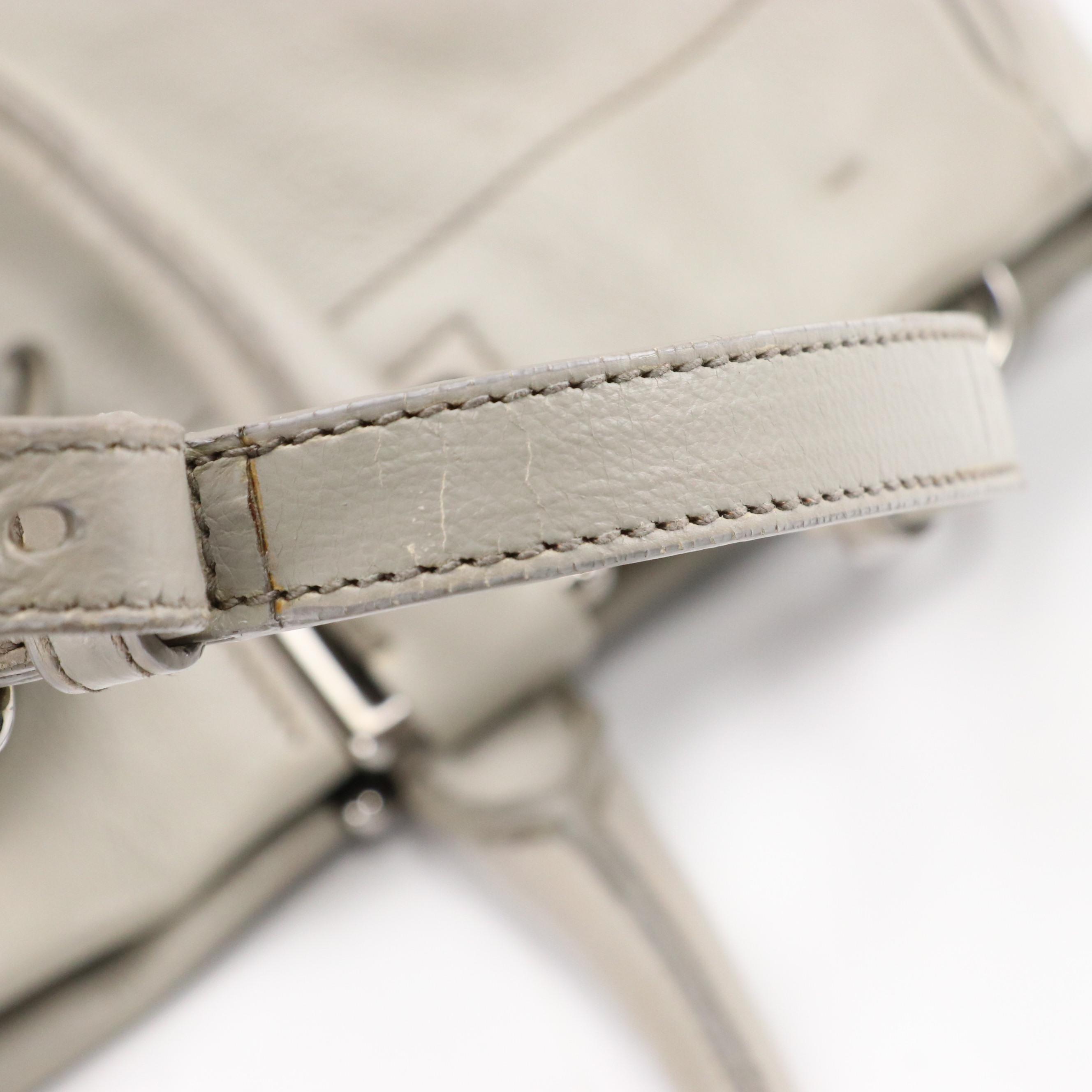 Prada Two-Way Bow Shopper Tote in Grey Calfskin Leather