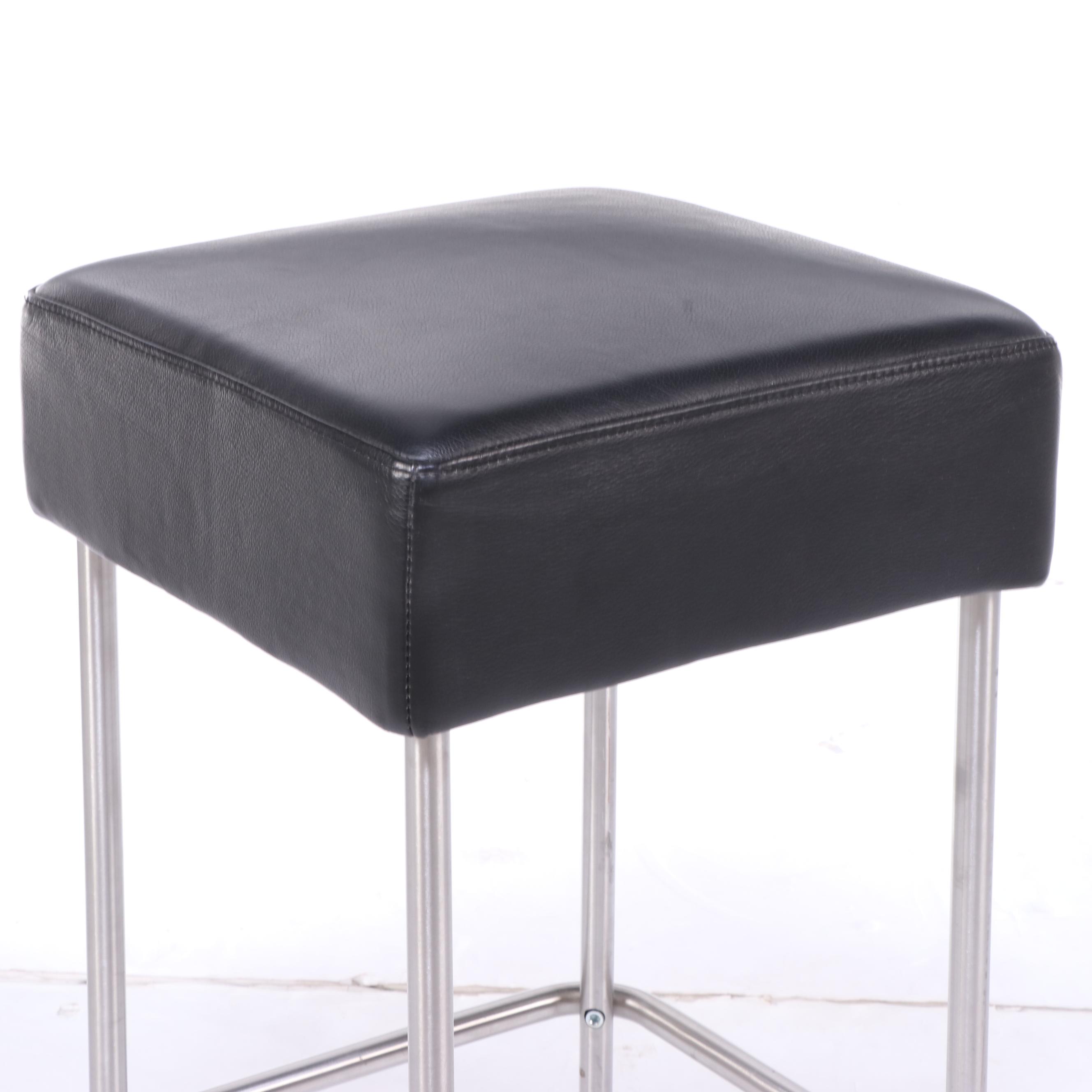 Three IKEA "Julius" FauxLeather and Brushed Metal Counter Stools EBTH