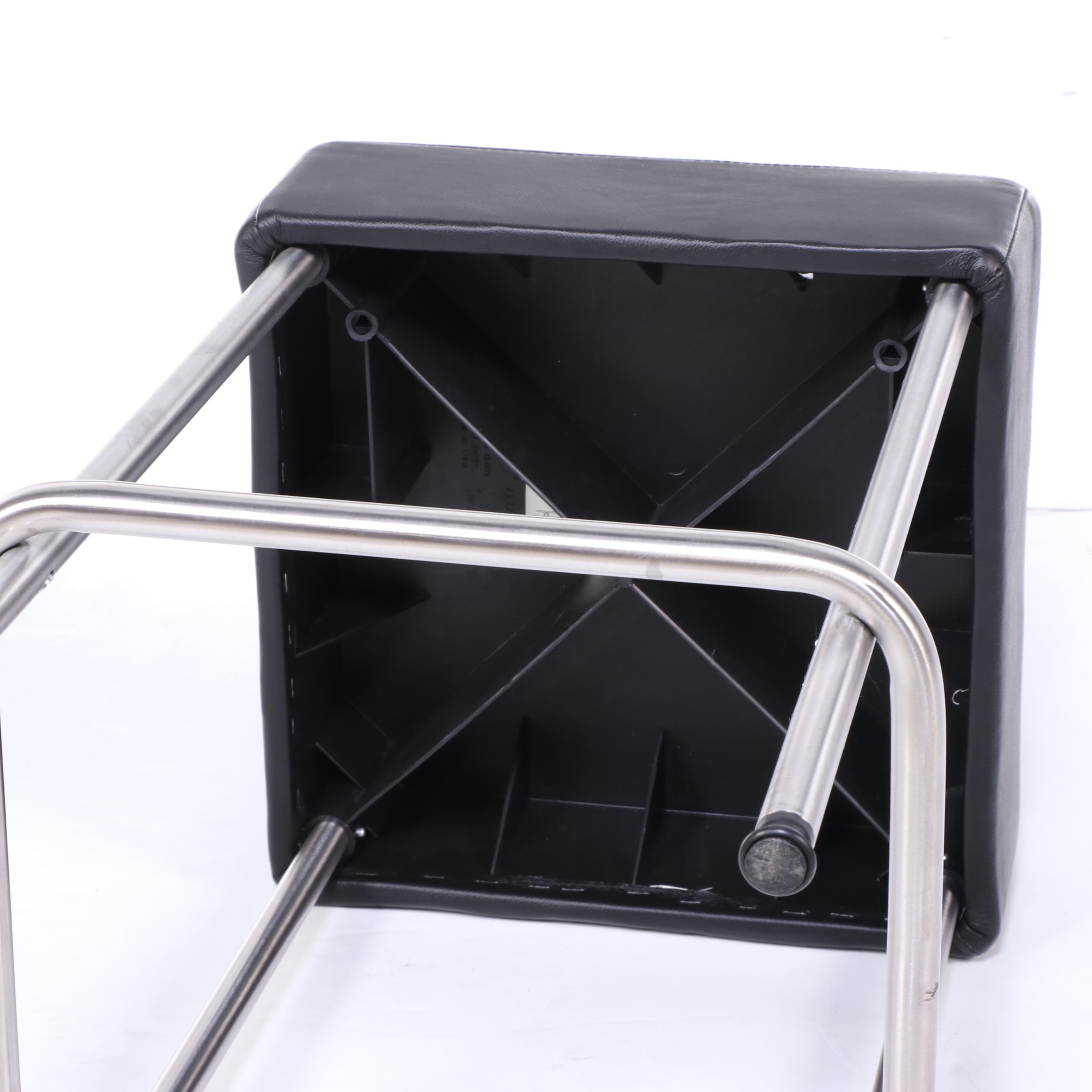 Three IKEA "Julius" FauxLeather and Brushed Metal Counter Stools EBTH