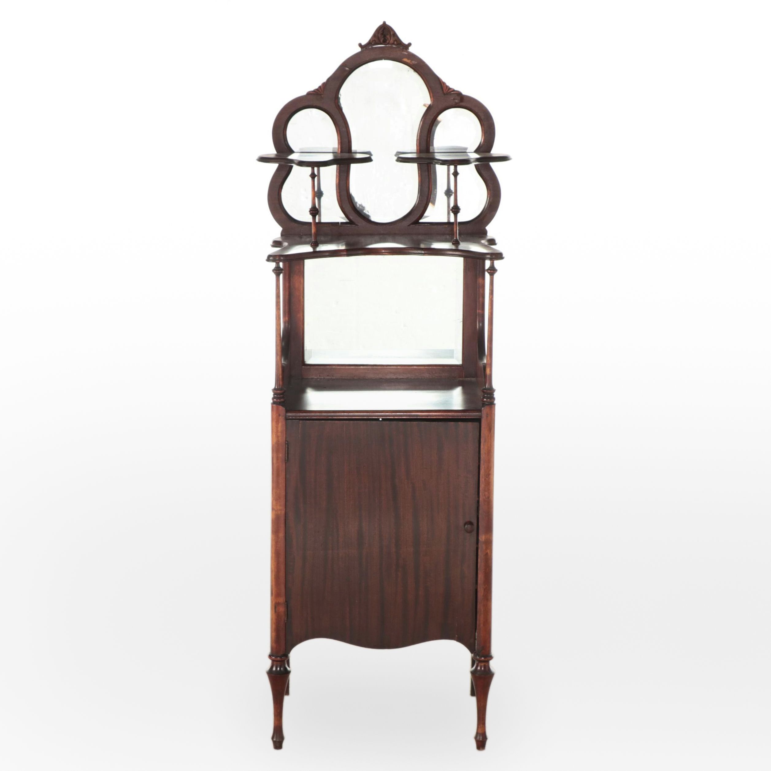 Art Nouveau Mahogany and Birch Étagère with Music Cabinet, circa 1900