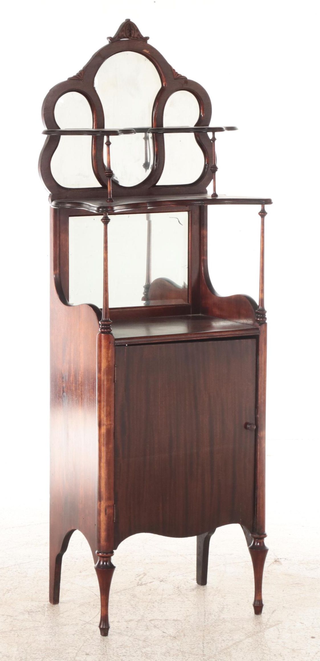 Art Nouveau Mahogany and Birch Étagère with Music Cabinet, circa 1900