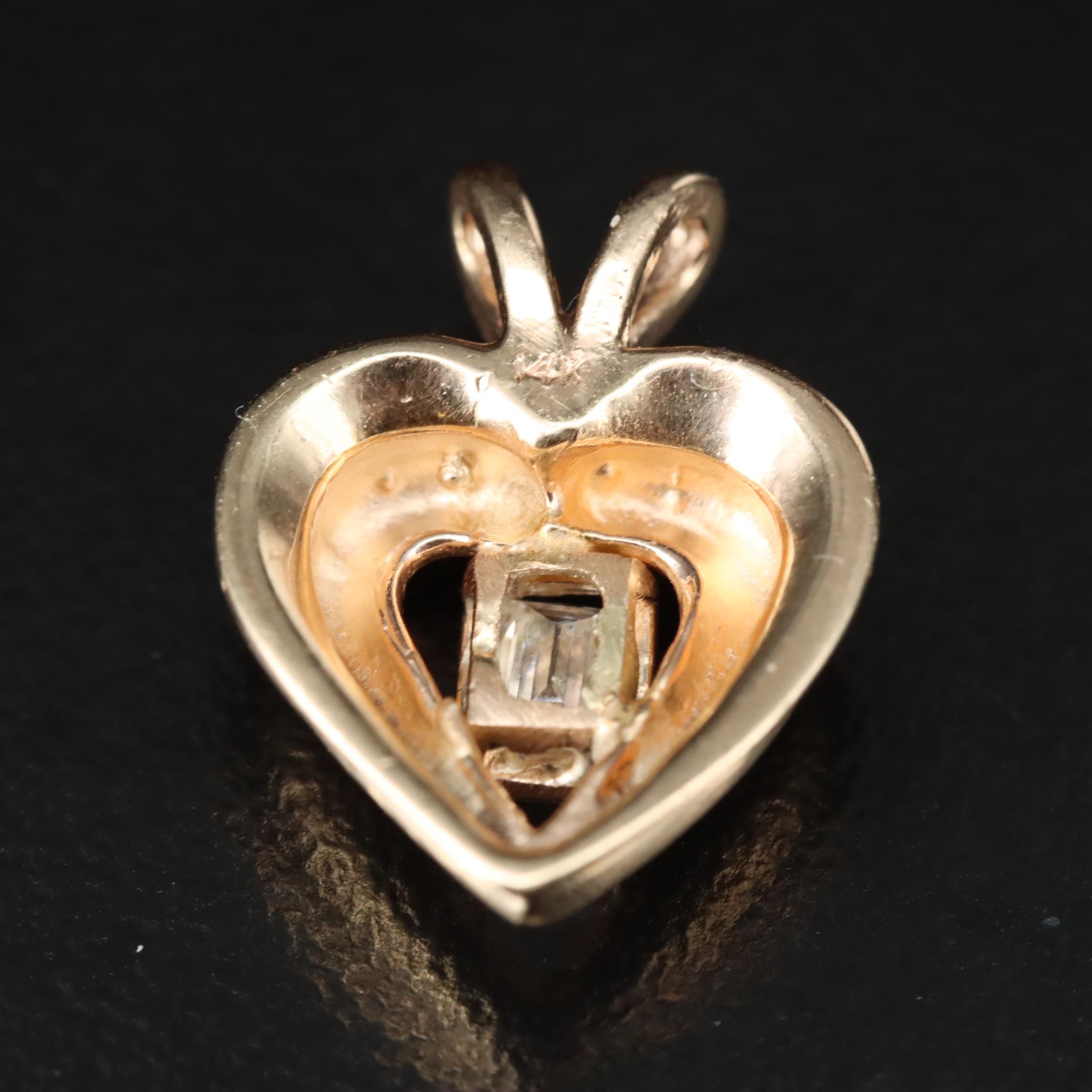 14K 0.22 CT Diamond Solitaire Heart Pendant