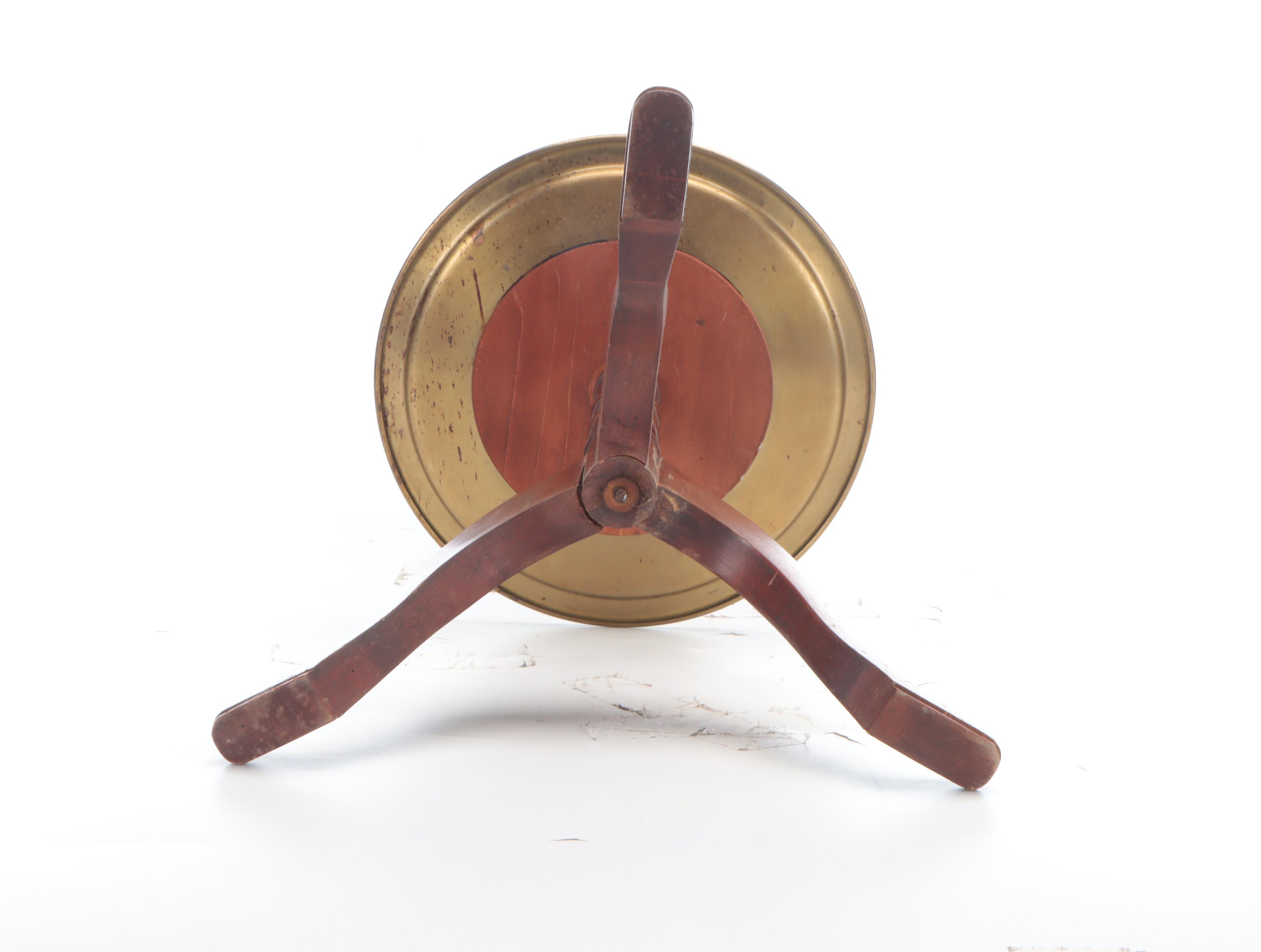 American Colonial Style Wood and Brass Two-Tier Dumbwaiter, Mid-20th Century