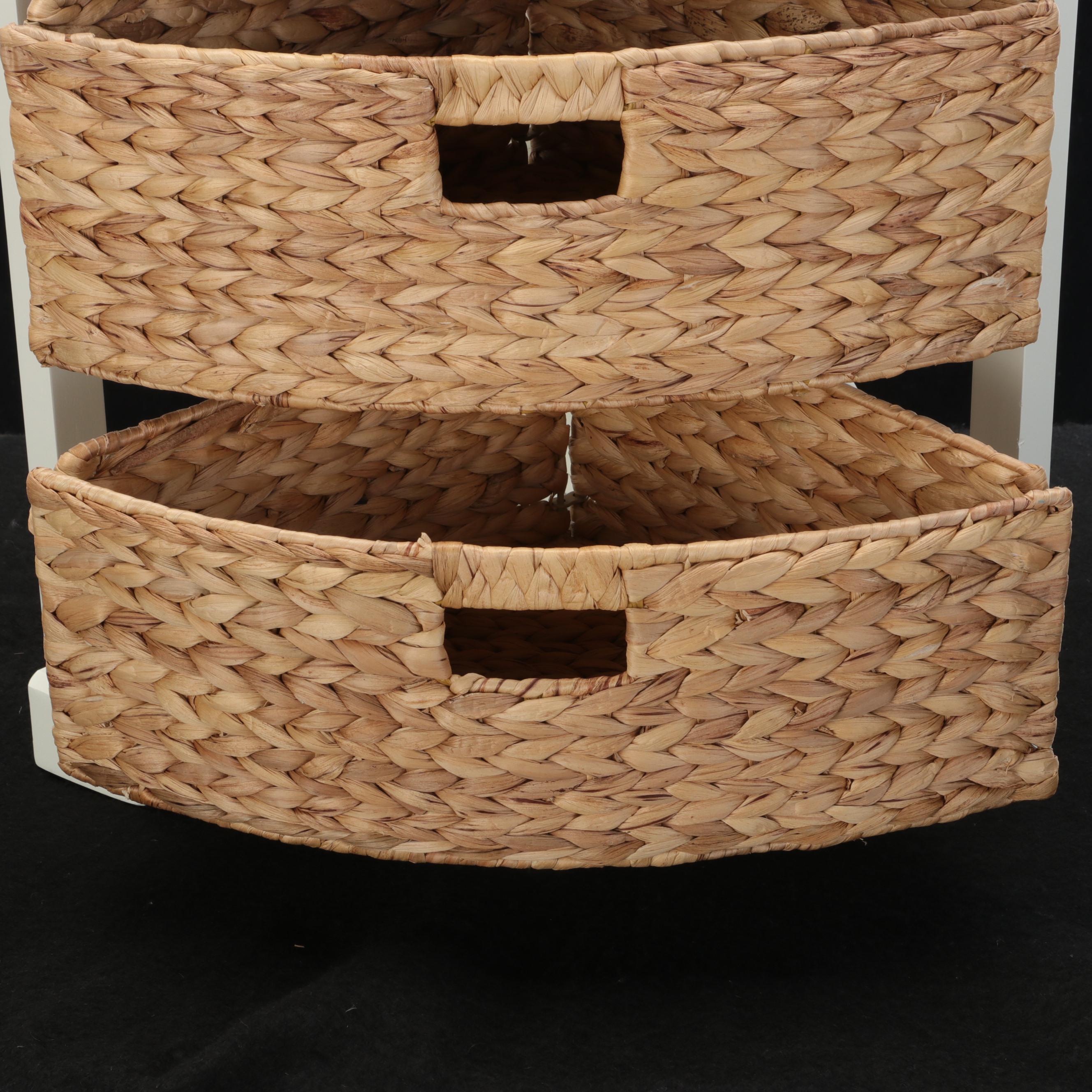 Painted Wood Corner Chest with Basket Drawers