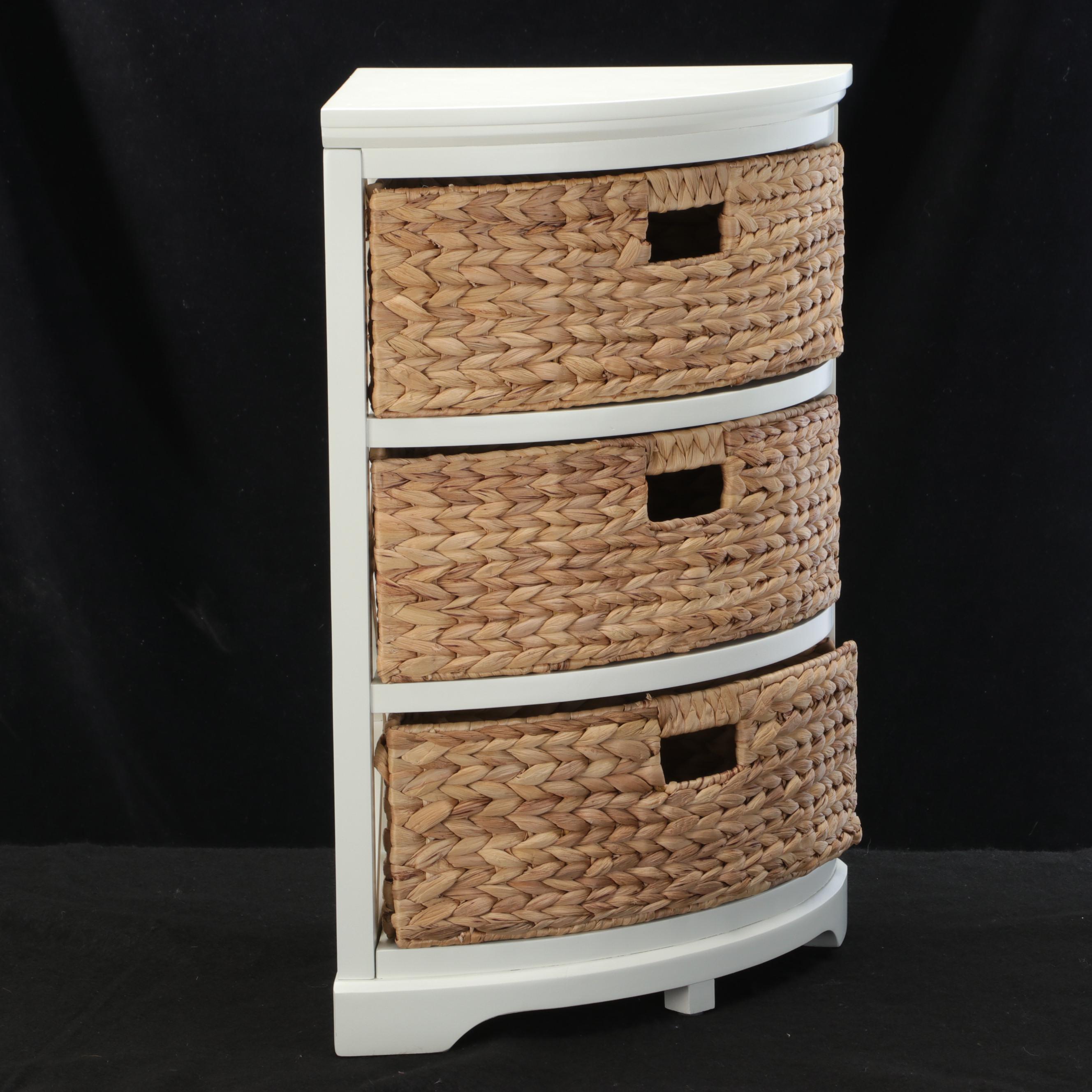 Painted Wood Corner Chest with Basket Drawers