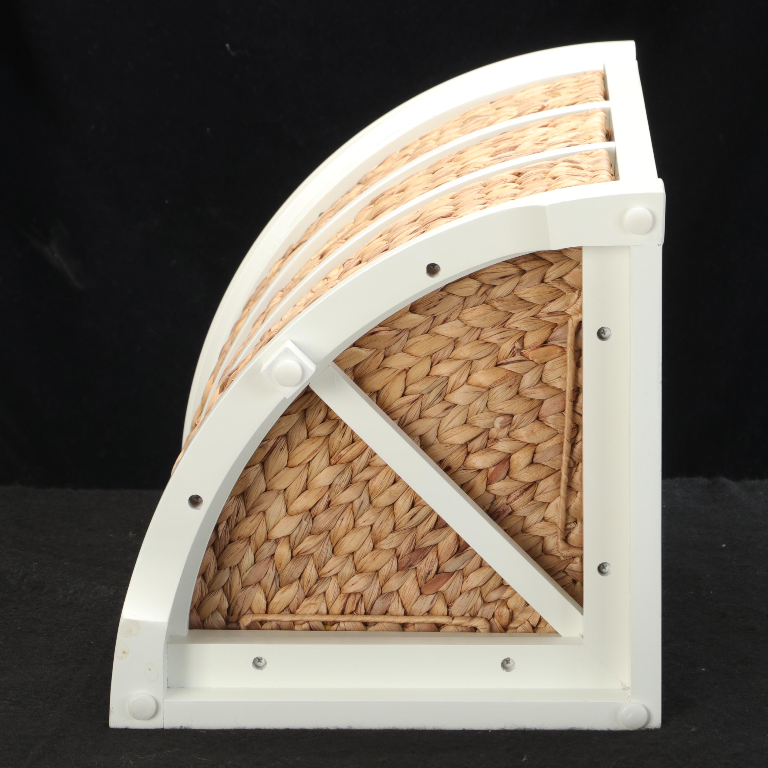 Painted Wood Corner Chest with Basket Drawers