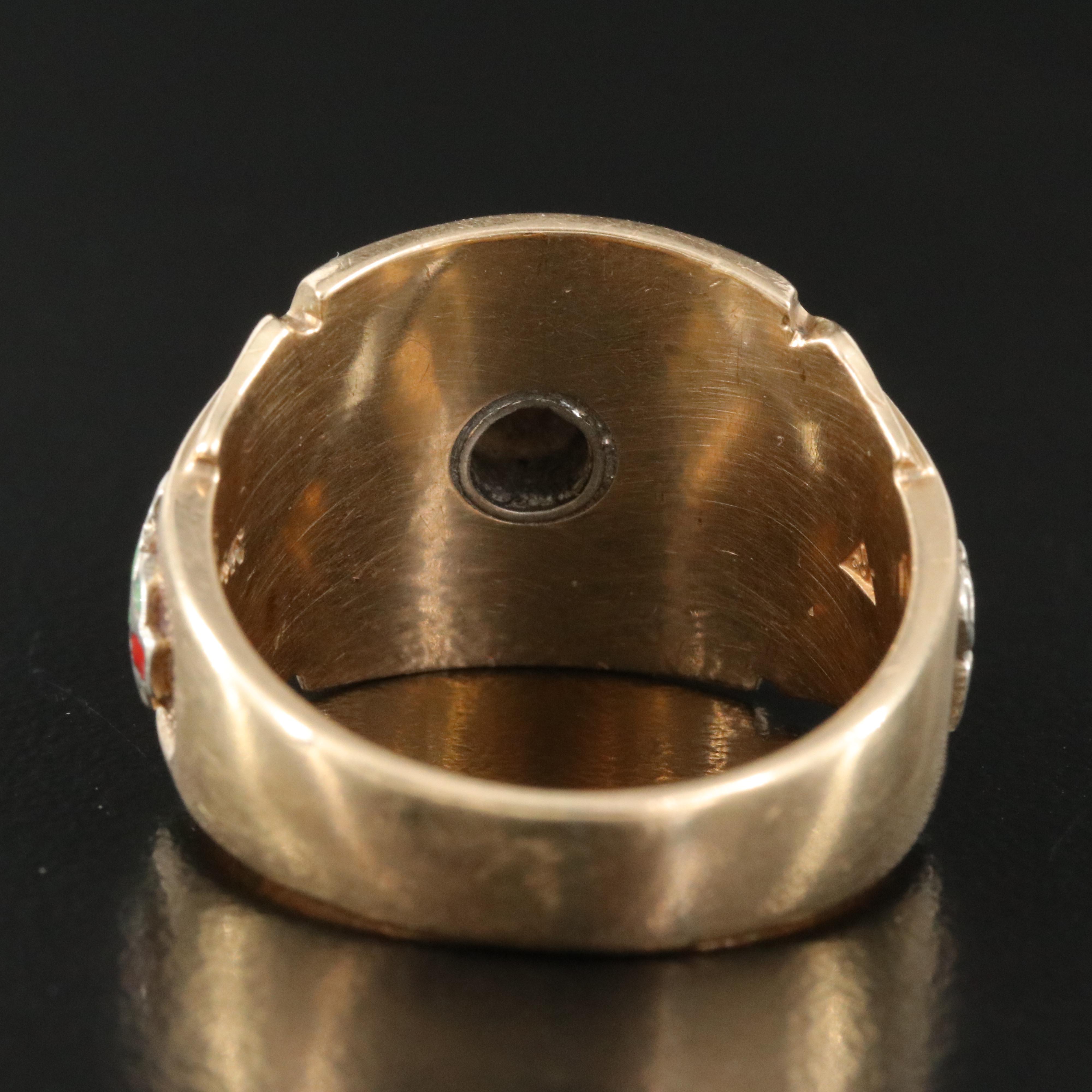 Vintage 14K 0.08 CT Diamond 32nd Degree Scottish Rite Freemason Ring