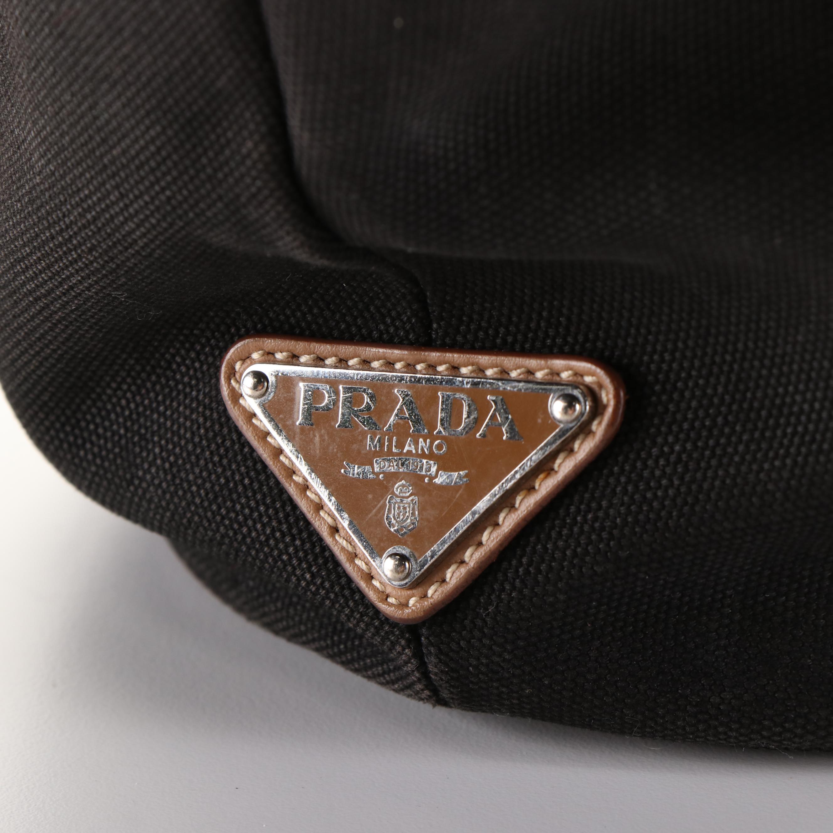 Prada 2Way Canapa Shoulder Tote Bag in Black Canvas