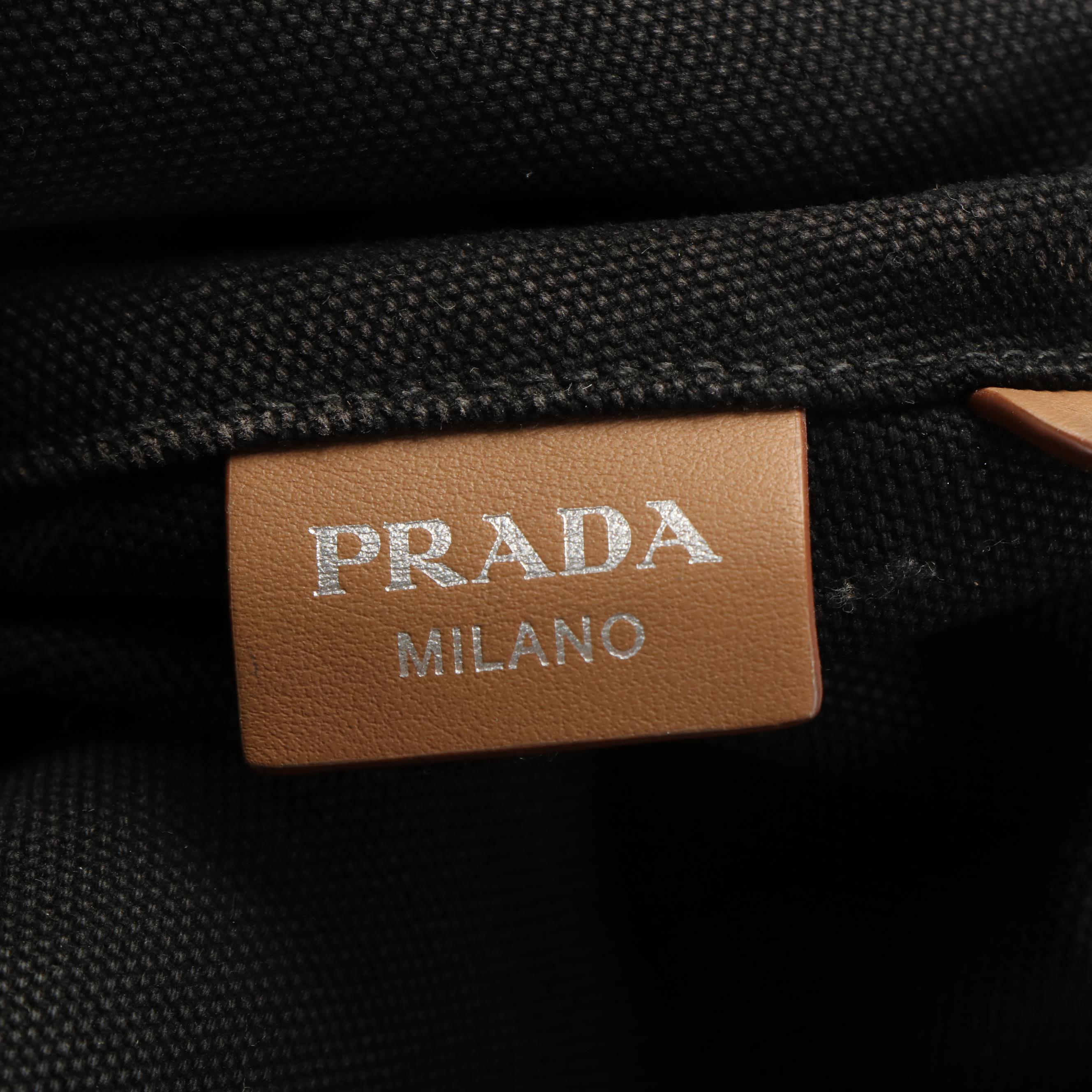 Prada 2Way Canapa Shoulder Tote Bag in Black Canvas