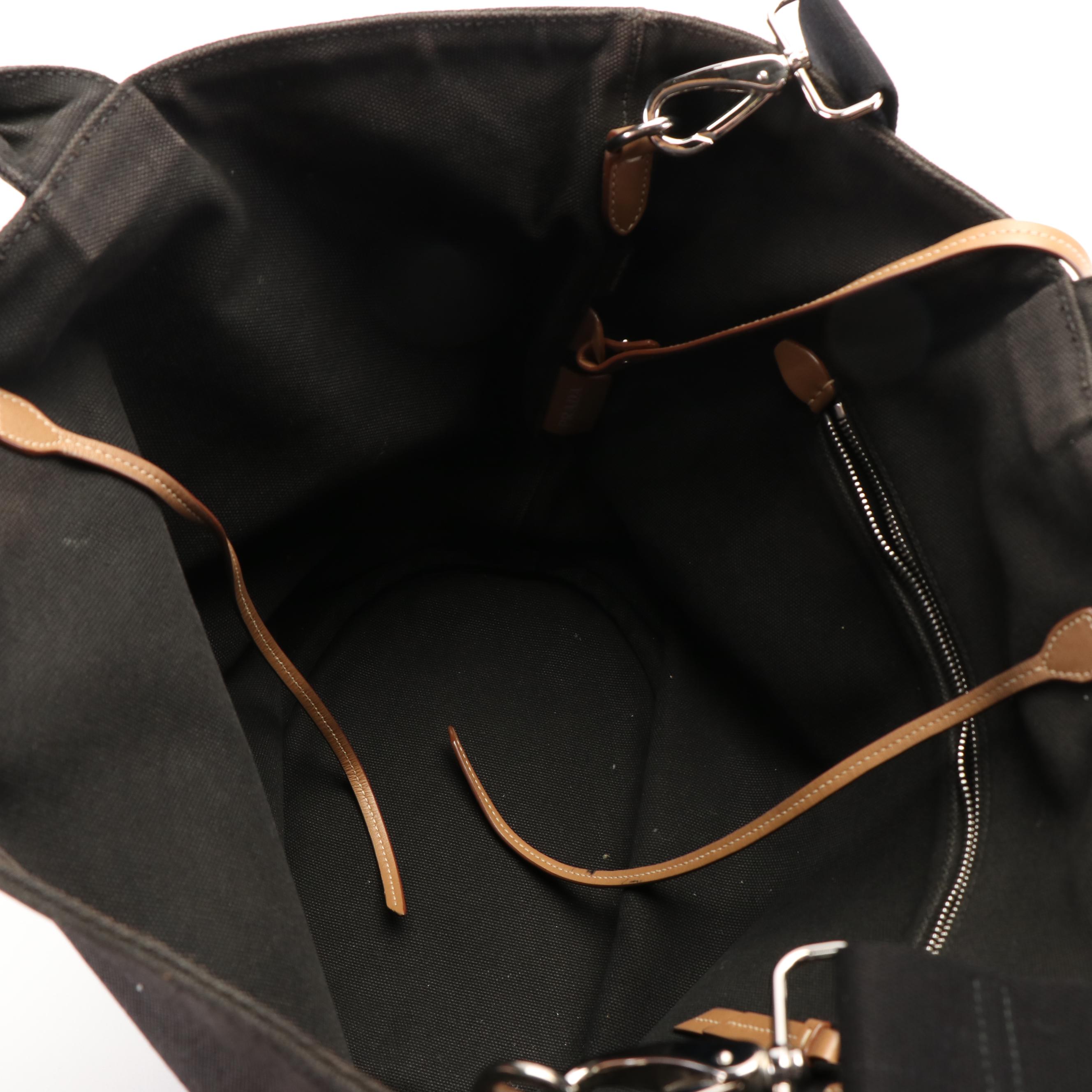 Prada 2Way Canapa Shoulder Tote Bag in Black Canvas