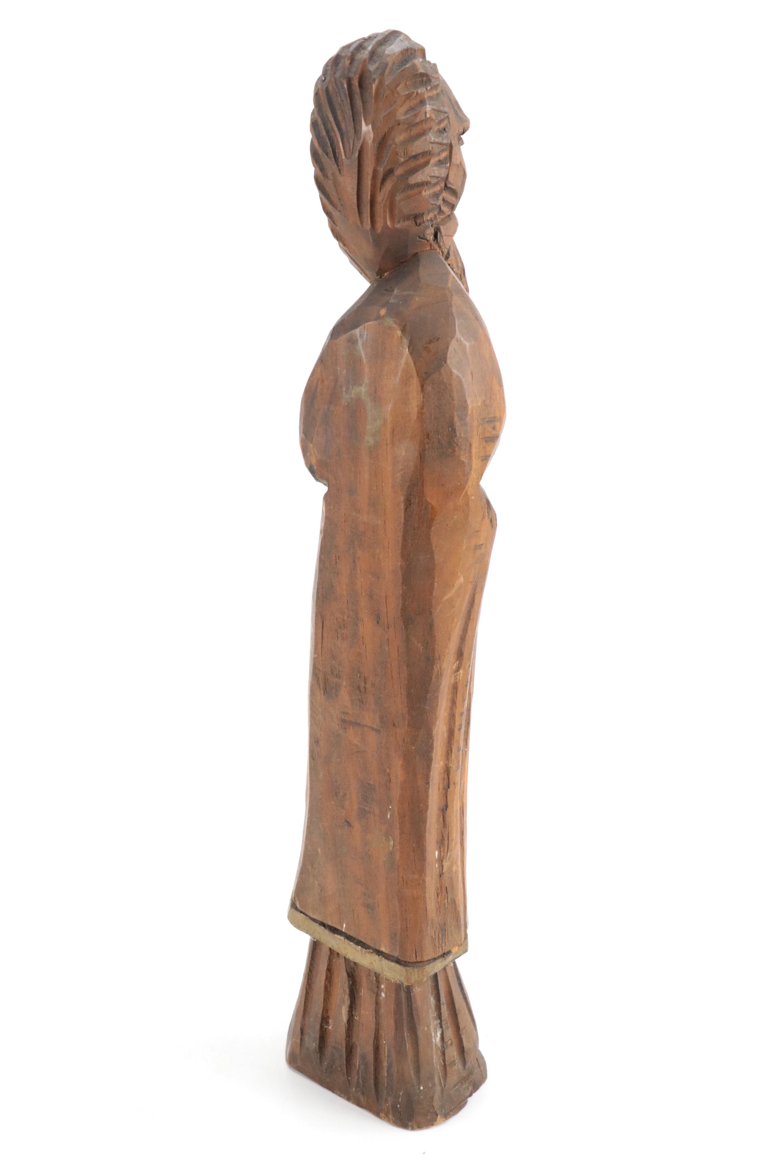 Tom Clark Resin Gnome Figurine with Carved Wood Santos and Victorian Wall Shelf