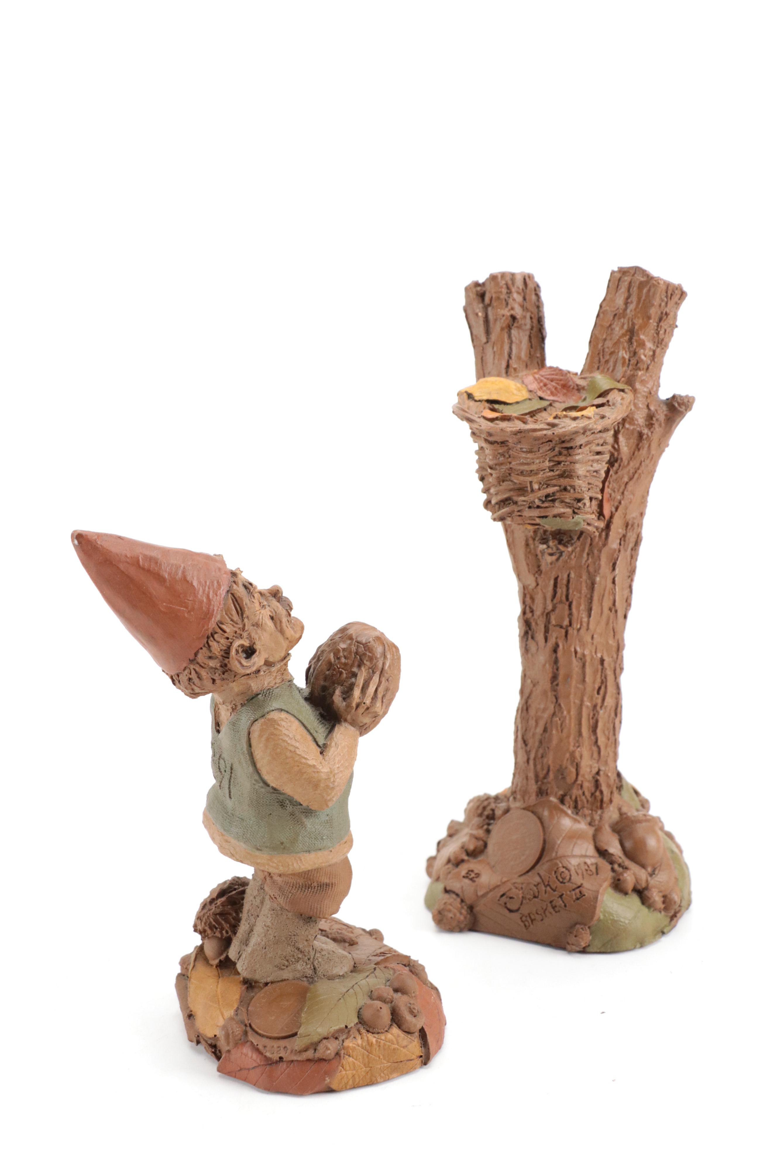 Tom Clark Resin Gnome Figurine with Carved Wood Santos and Victorian Wall Shelf