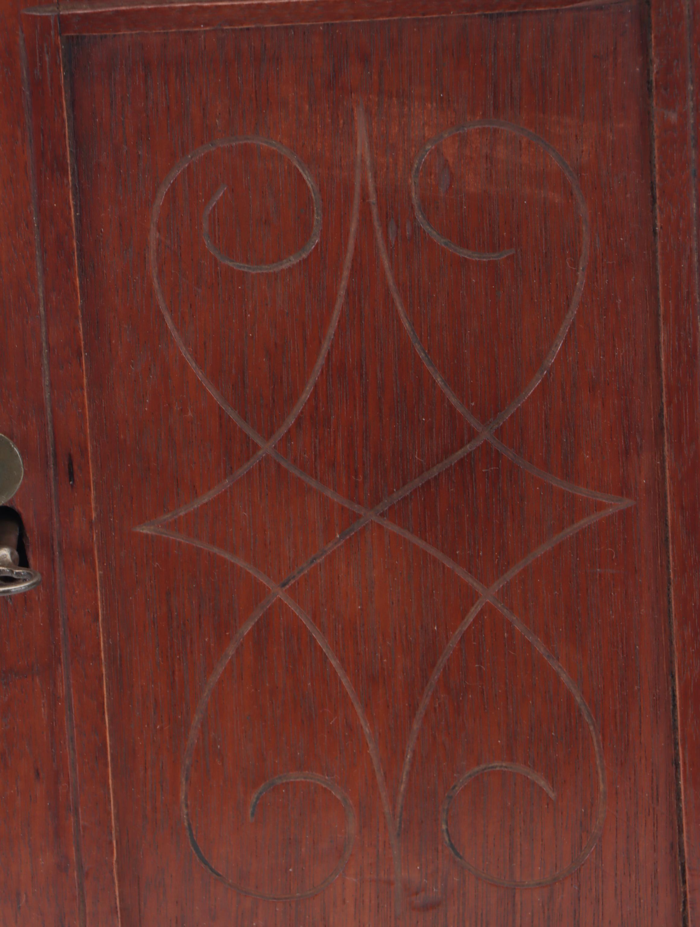 Carved Wood Locking Wall Mounted Corner Cabinet