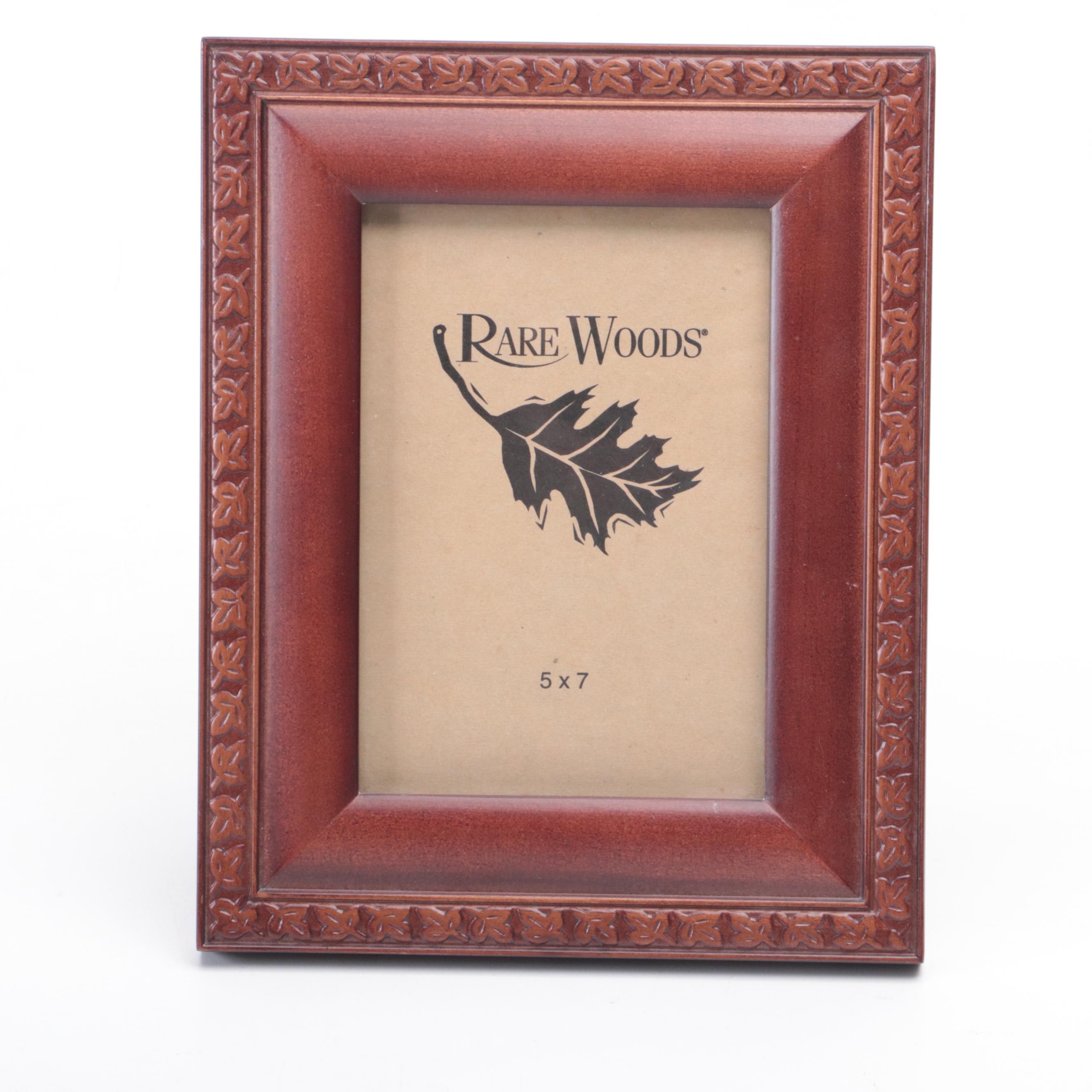 Iridescent Slag Glass Lamp Shade, Pierced Gallery Tray, Rare Woods Photo Frame