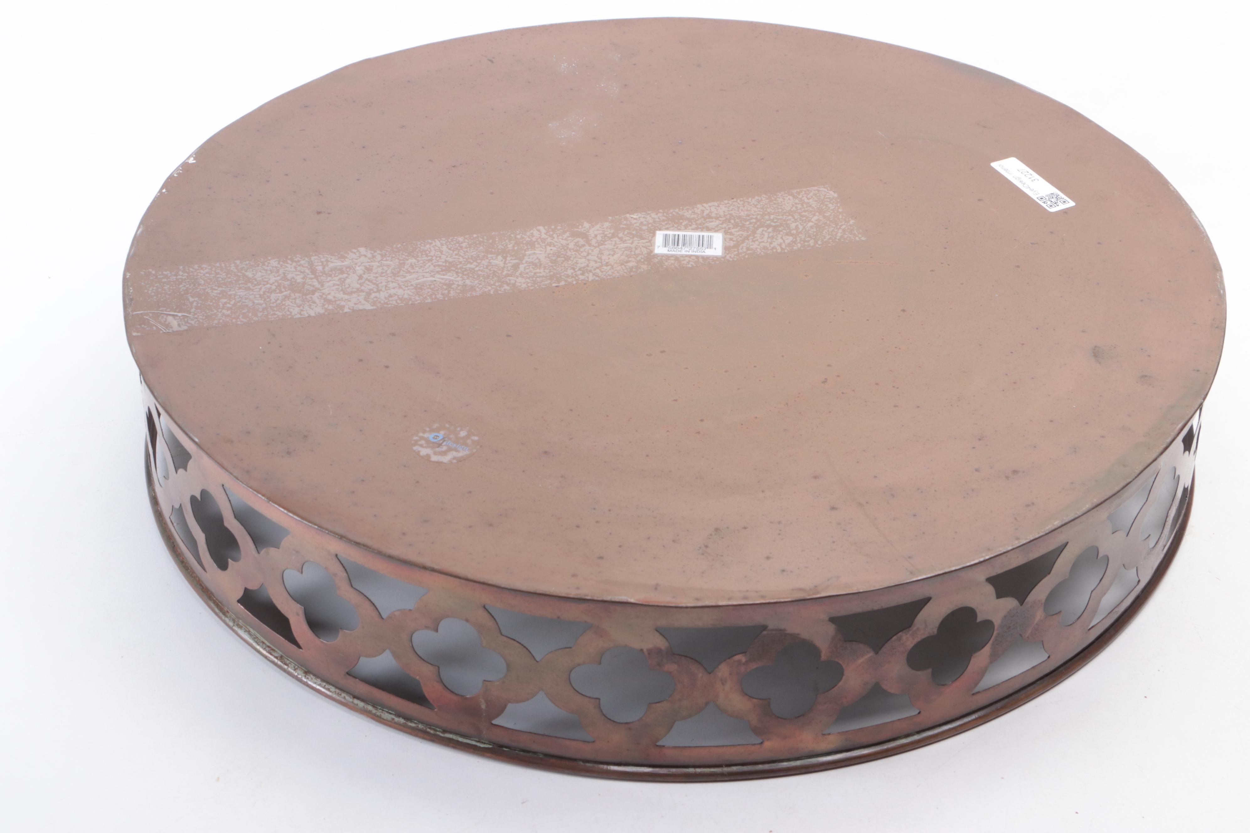 Iridescent Slag Glass Lamp Shade, Pierced Gallery Tray, Rare Woods Photo Frame