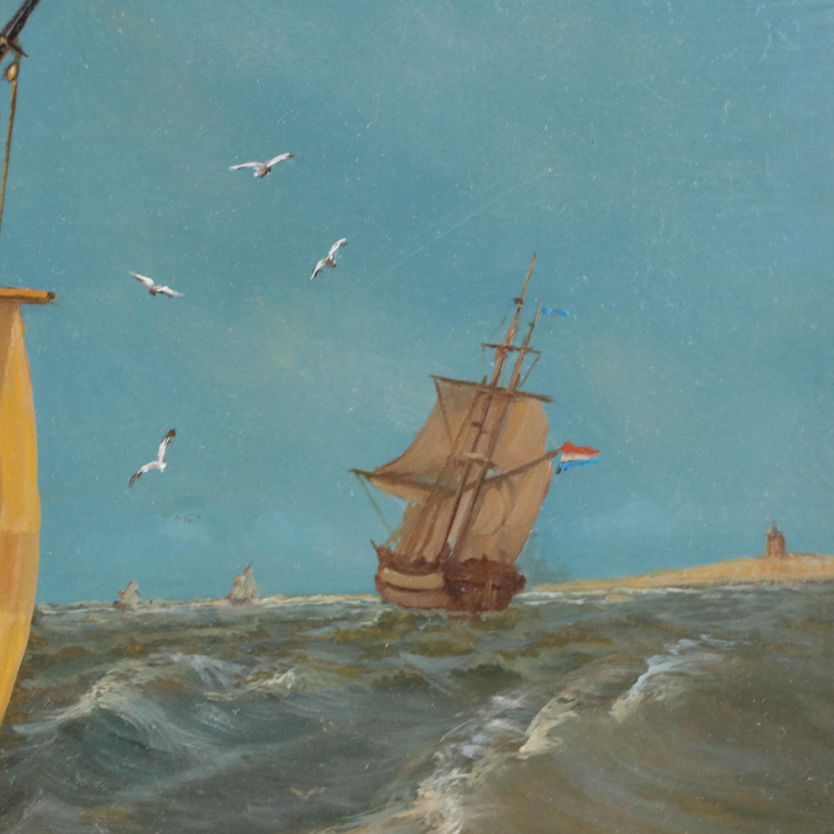 Jan Van Der Meer Naval Scene Oil Painting, 2012