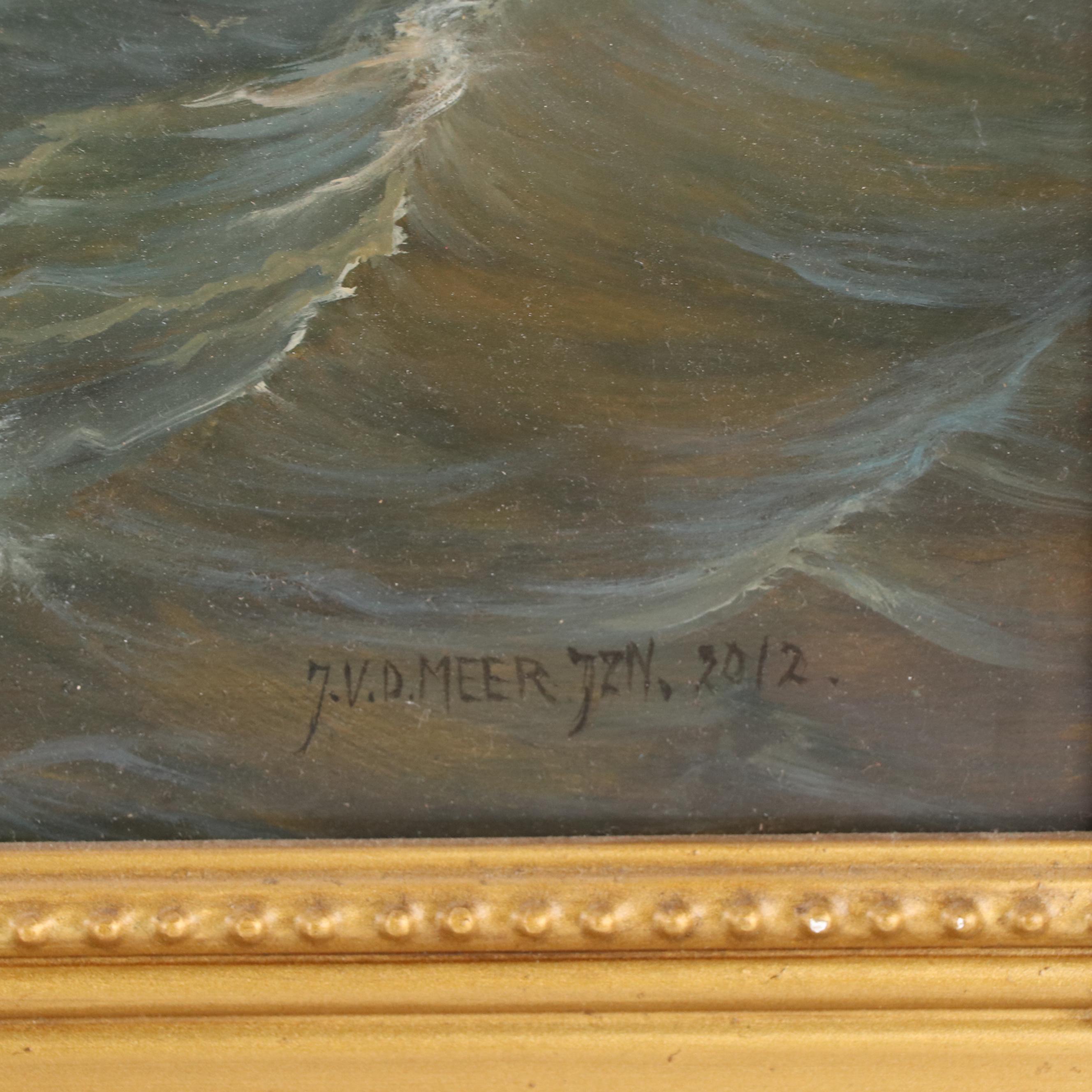 Jan Van Der Meer Naval Scene Oil Painting, 2012