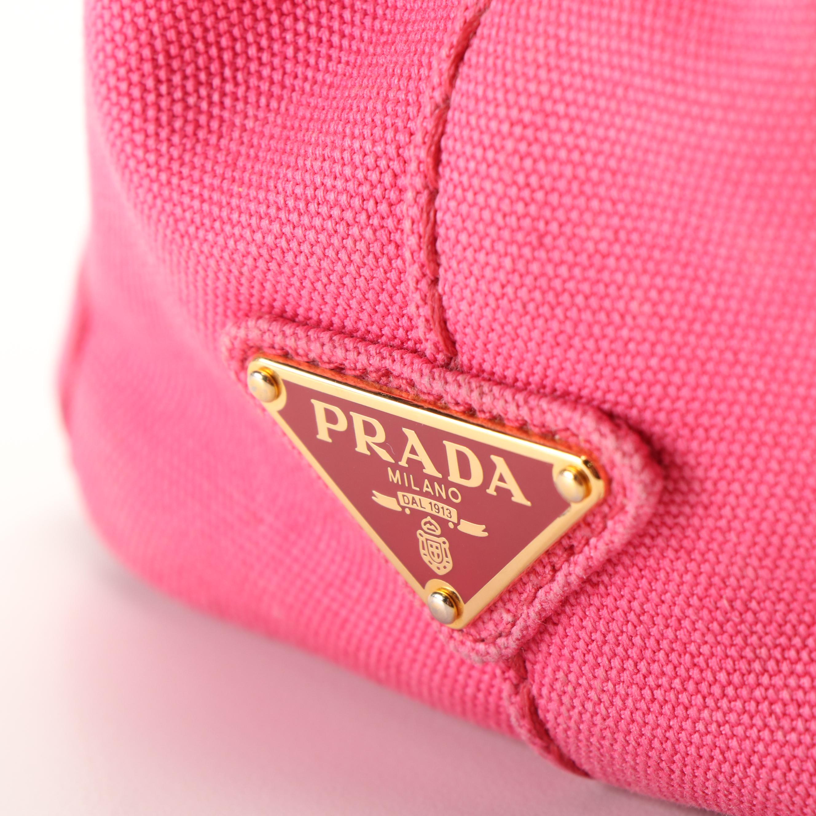 Prada Canapa Small 2Way Shoulder Tote in Pink Canvas