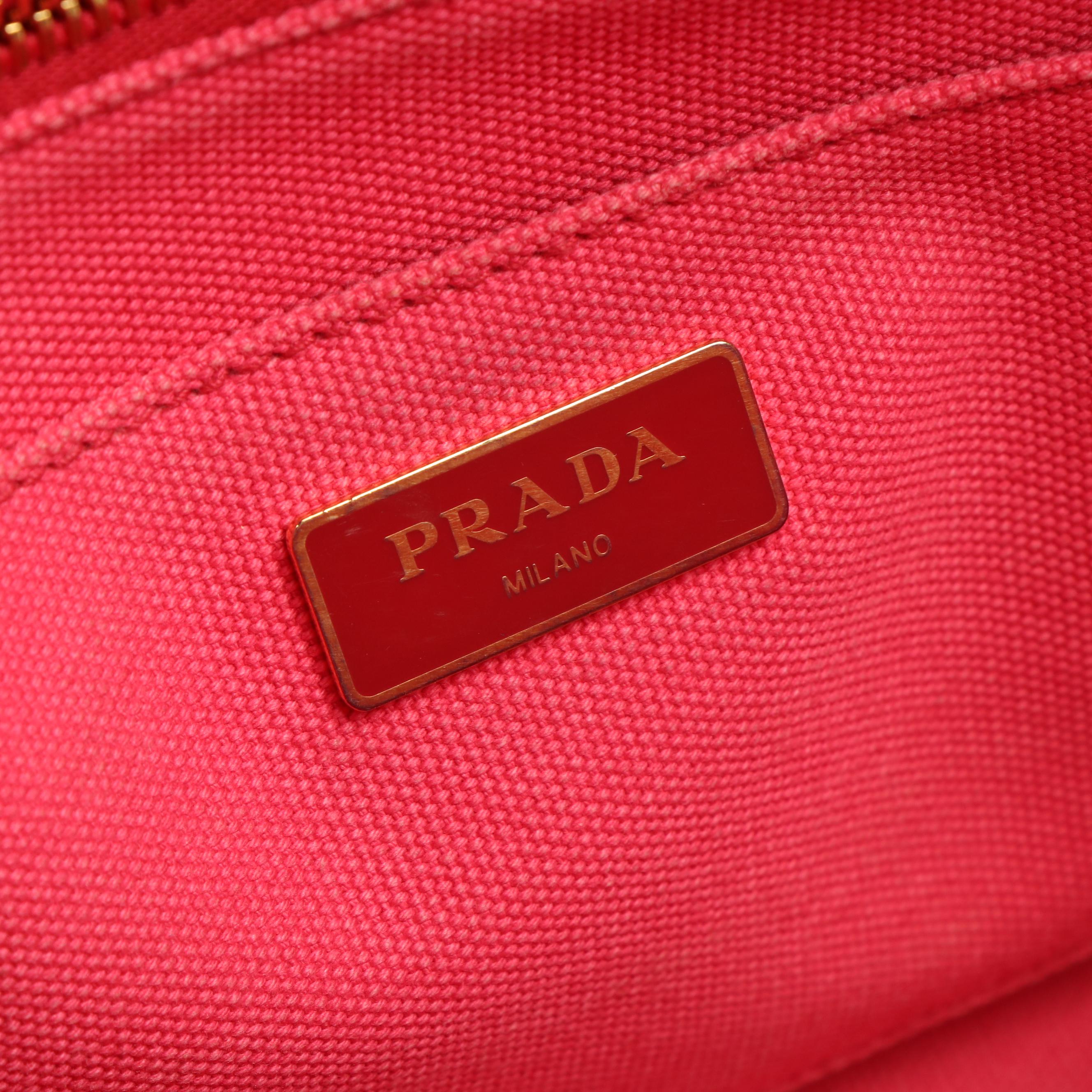 Prada Canapa Small 2Way Shoulder Tote in Pink Canvas