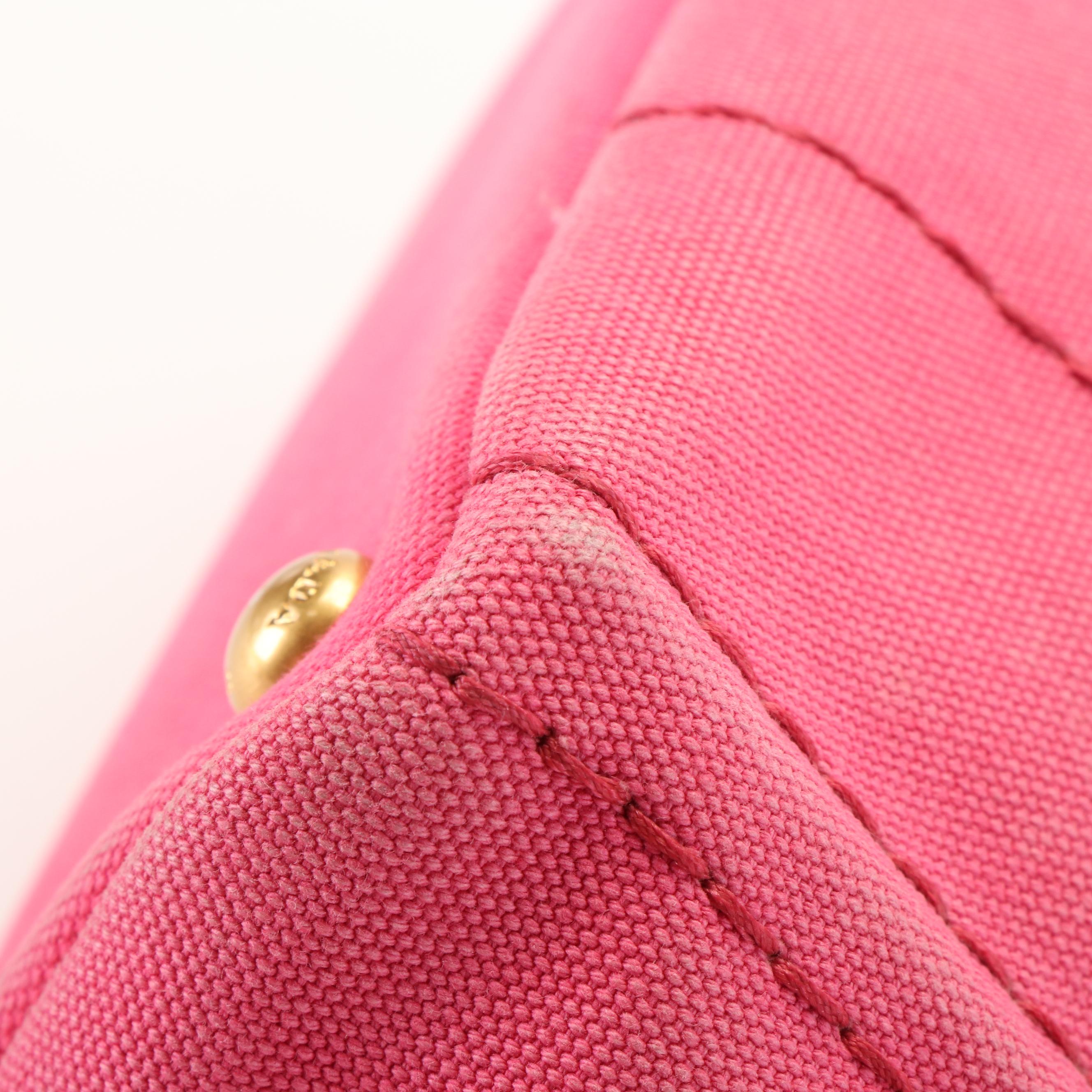 Prada Canapa Small 2Way Shoulder Tote in Pink Canvas