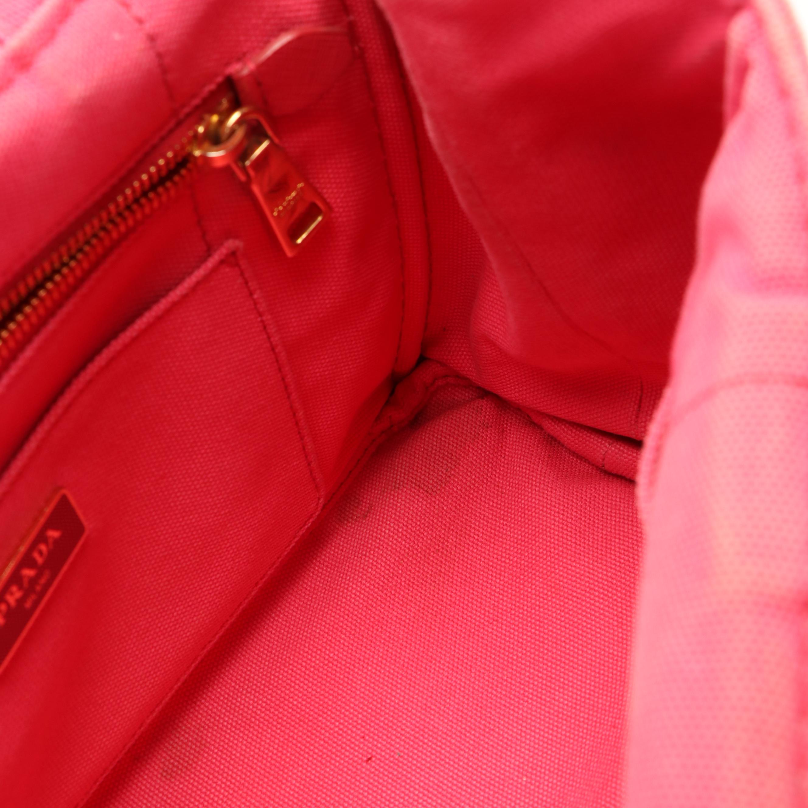 Prada Canapa Small 2Way Shoulder Tote in Pink Canvas