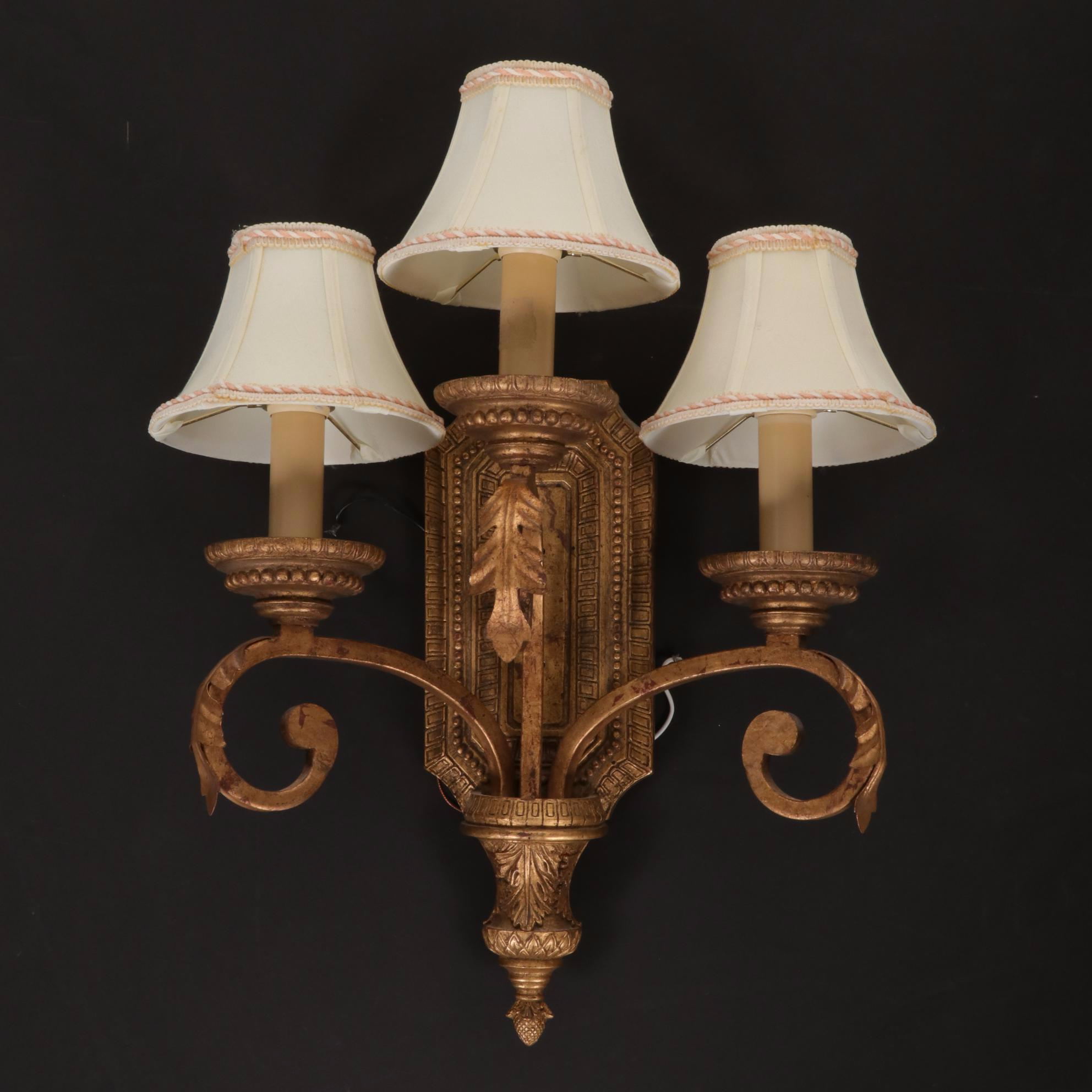 Pasquale Miranda for Feiss Industries Louis XVI Style Gilt Metal Wall Sconces