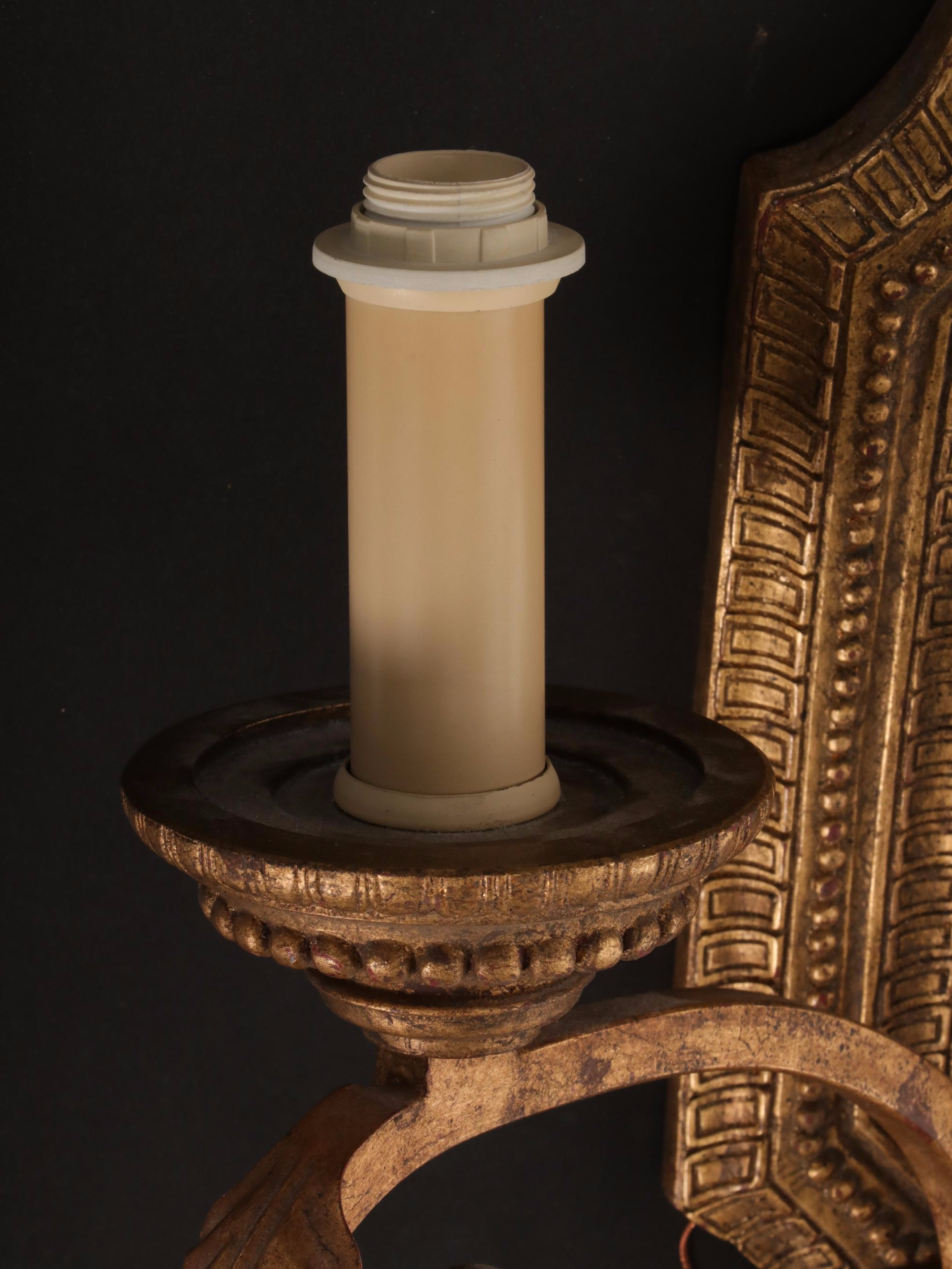 Pasquale Miranda for Feiss Industries Louis XVI Style Gilt Metal Wall Sconces