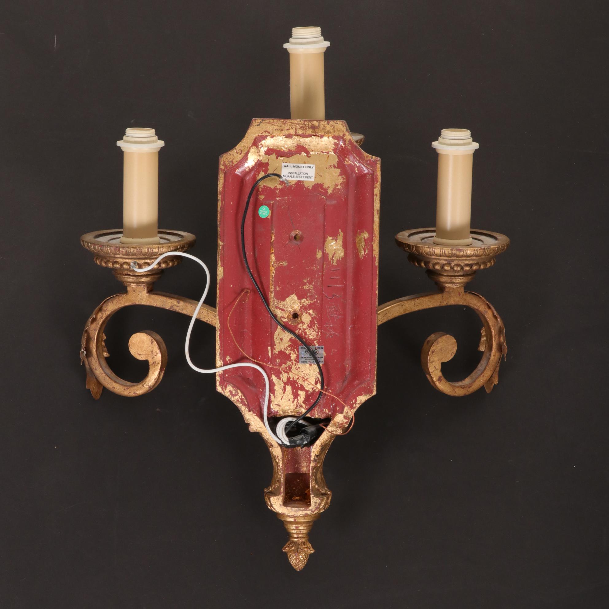 Pasquale Miranda for Feiss Industries Louis XVI Style Gilt Metal Wall Sconces