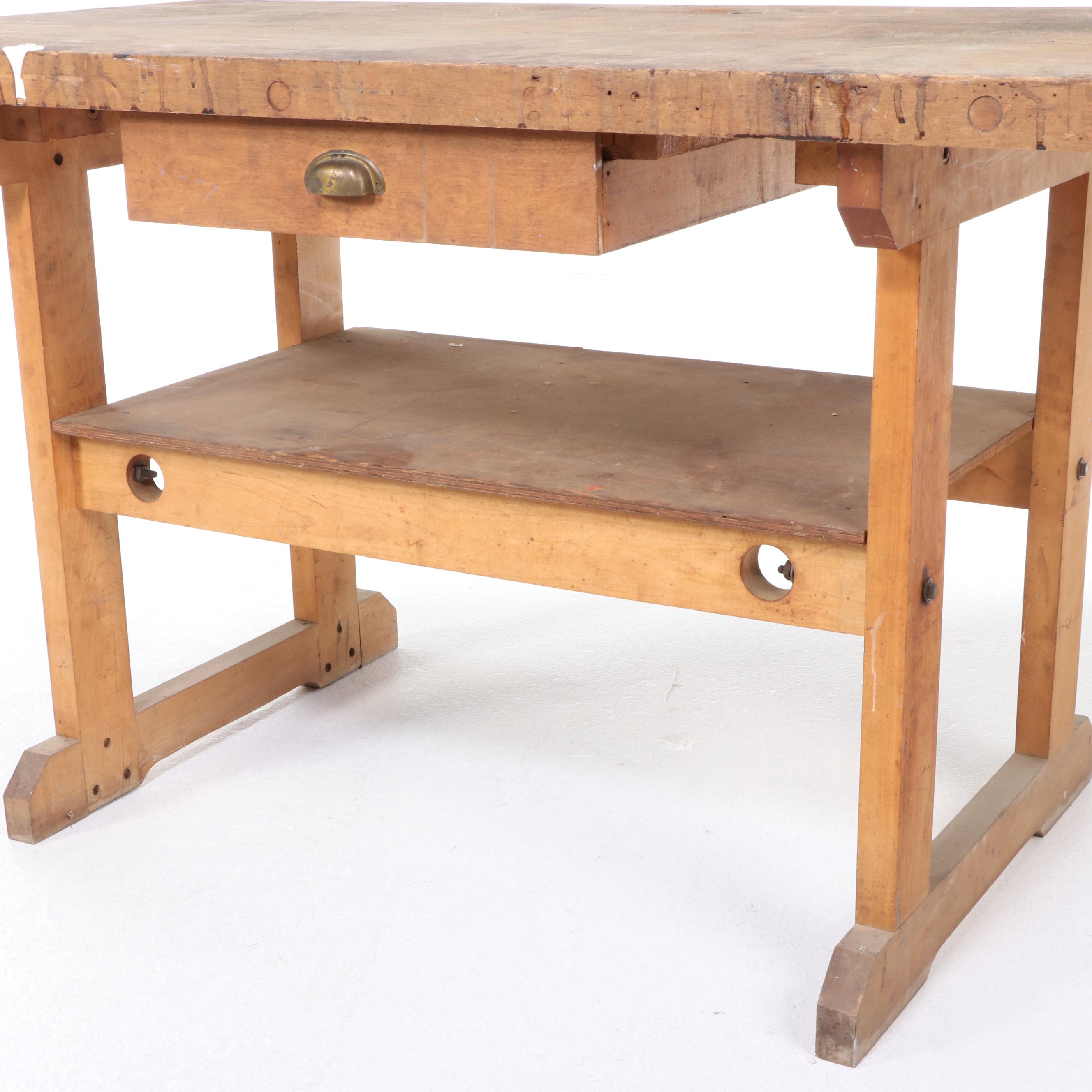 American Maple Work Bench with Abernathy and Desmond Stephen Co. Vises