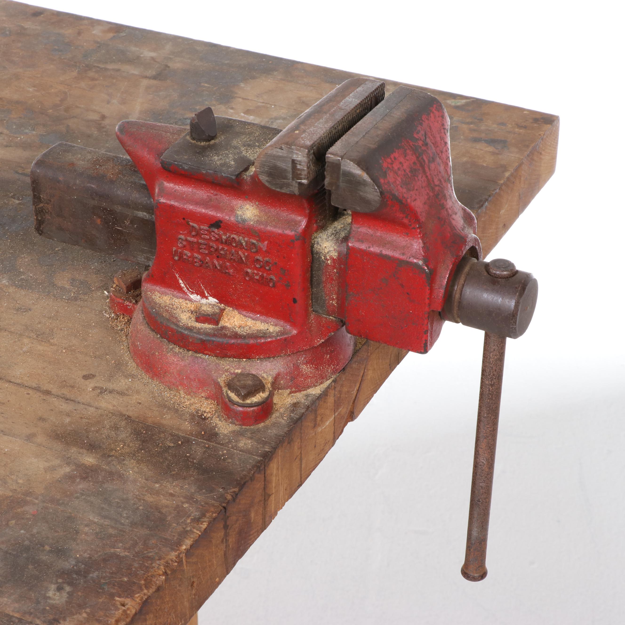 American Maple Work Bench with Abernathy and Desmond Stephen Co. Vises