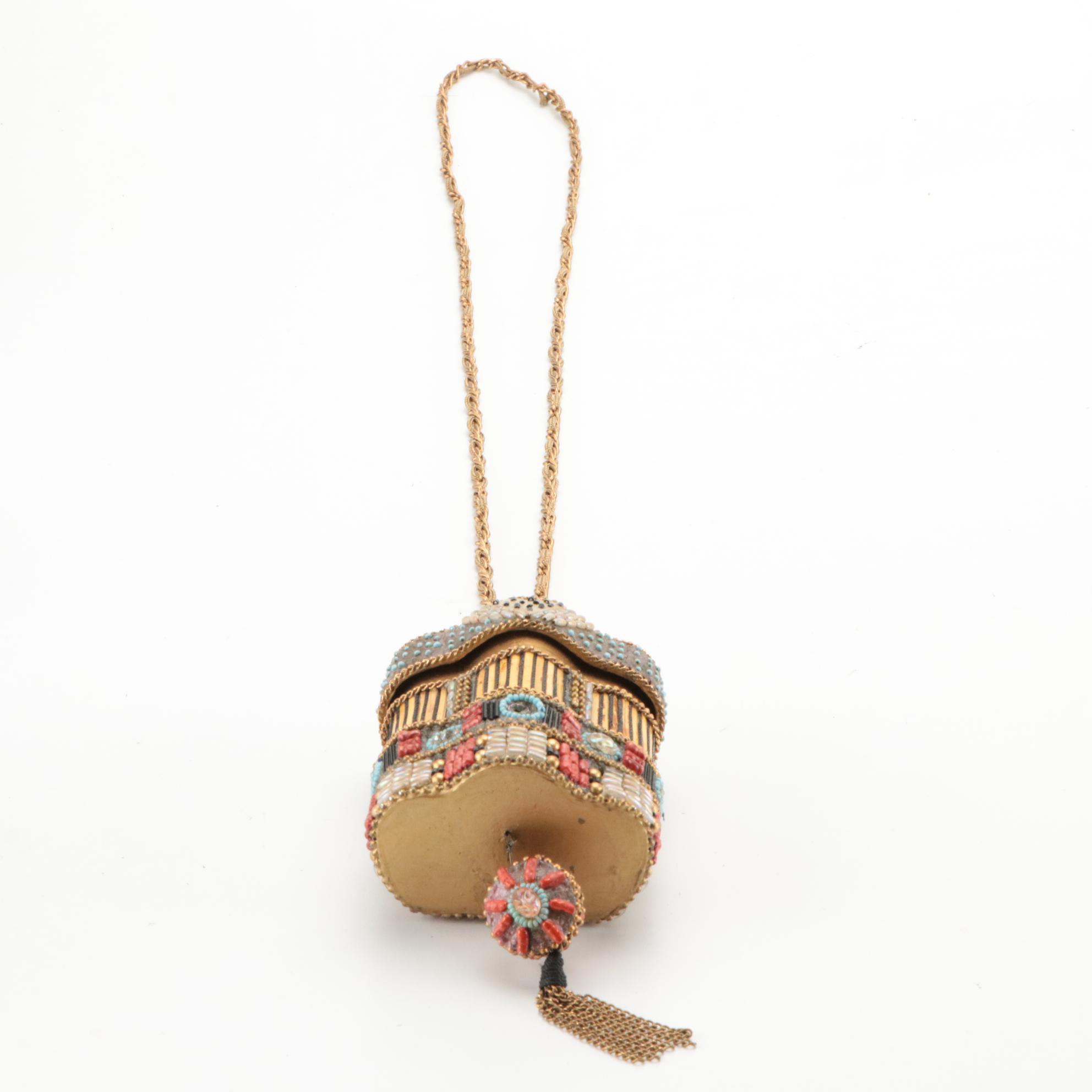 Mary Frances Beaded Papier-Mâché Box Purses and Other Drawstring Tassel Bag