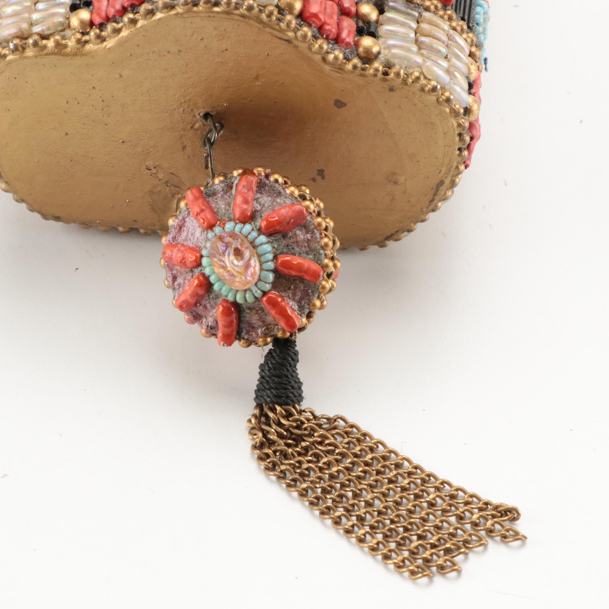 Mary Frances Beaded Papier-Mâché Box Purses and Other Drawstring Tassel Bag