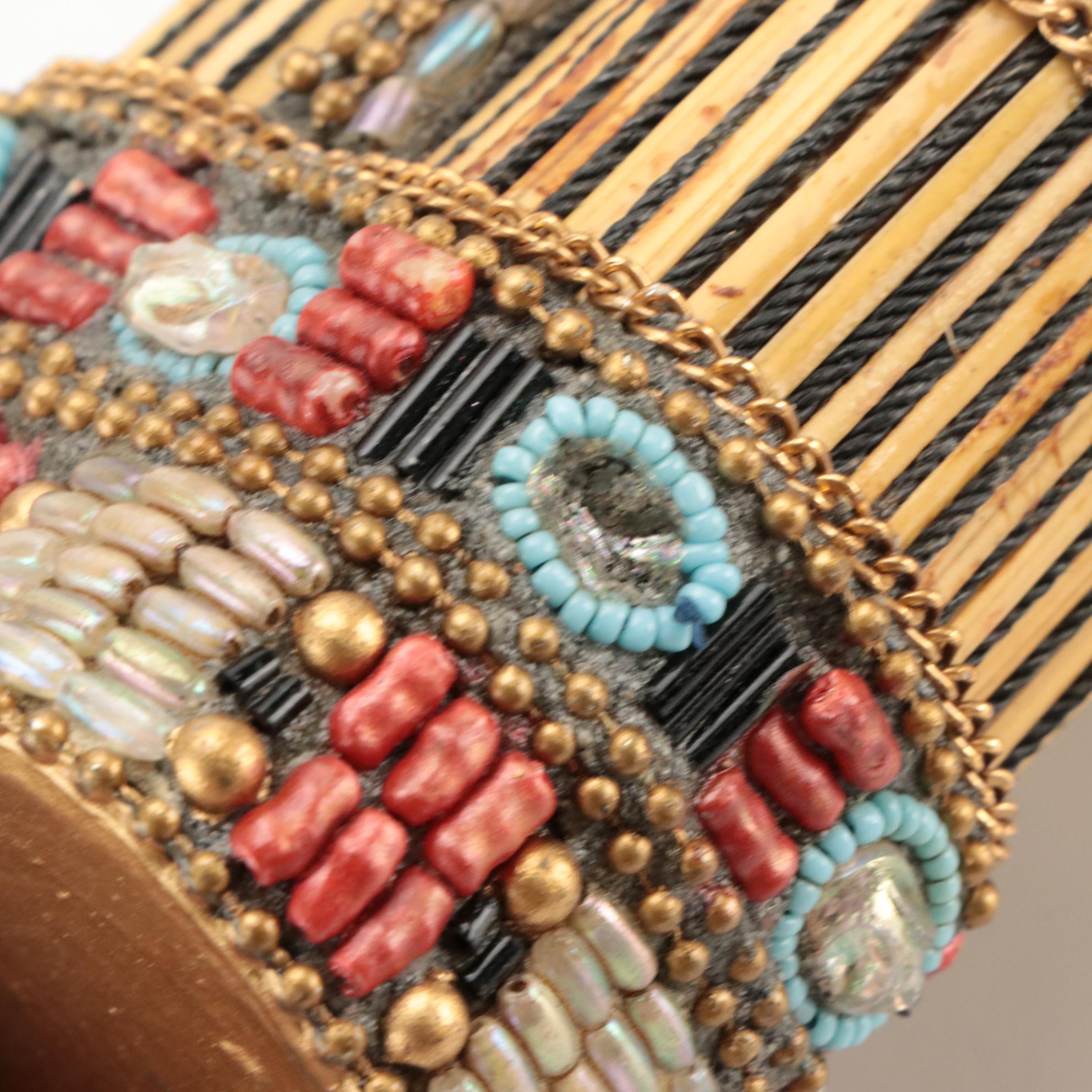 Mary Frances Beaded Papier-Mâché Box Purses and Other Drawstring Tassel Bag