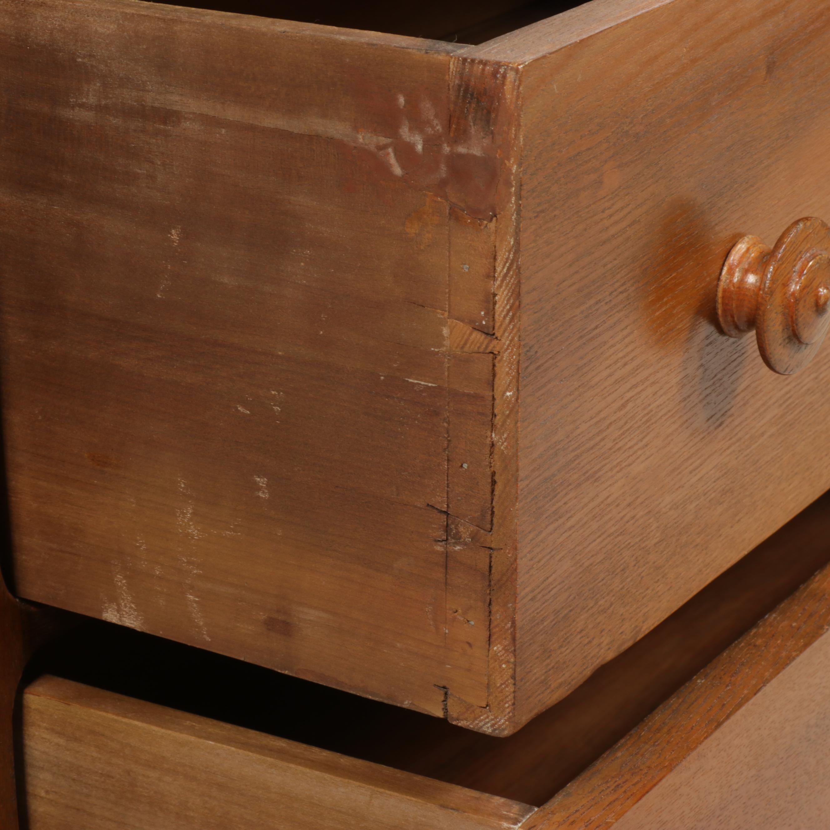 Victorian Oak and Poplar Five-Drawer Decktop Chest, Late 19th Century
