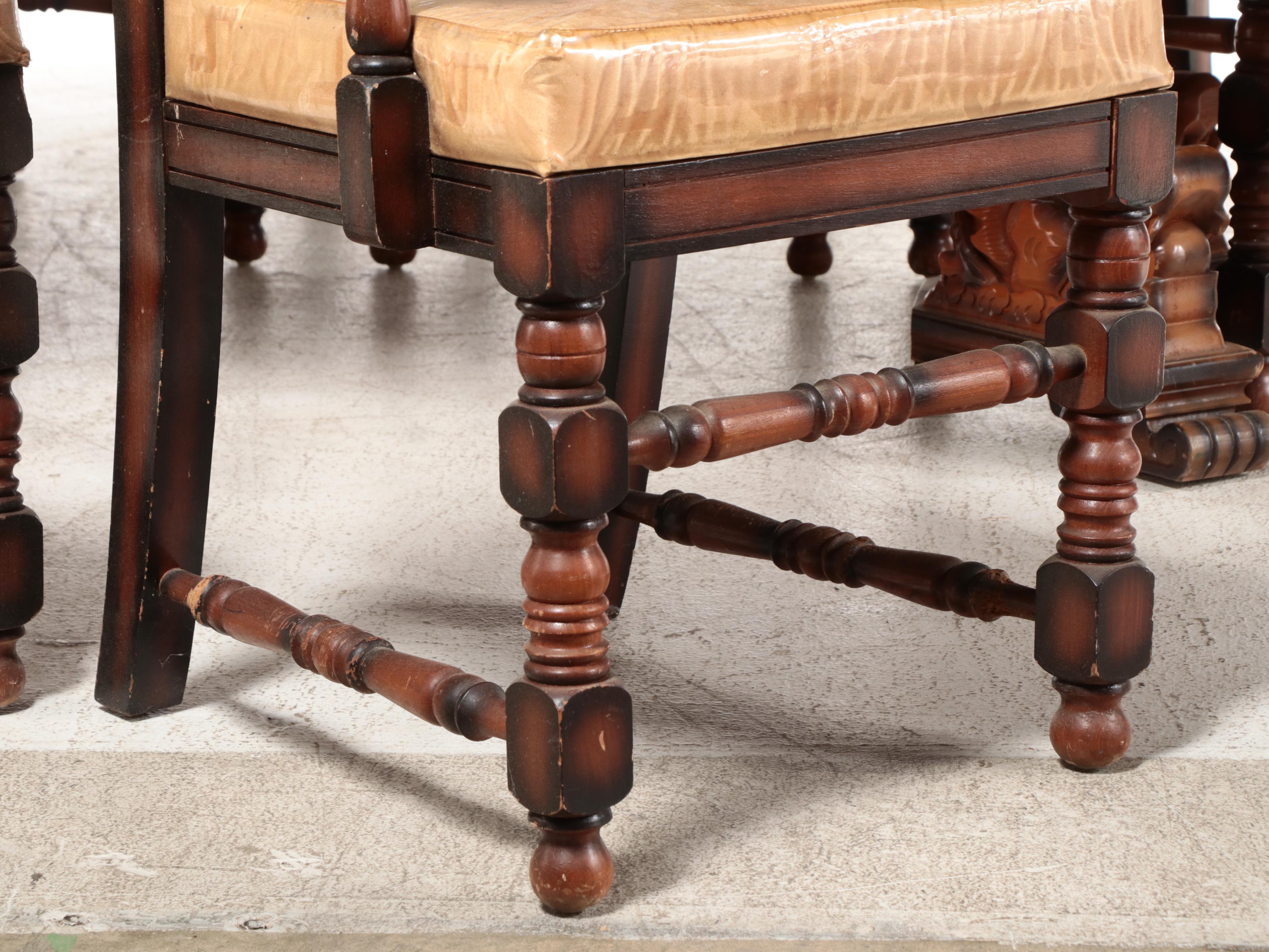 Nine Piece Chinese Carved Wooden Dining Set