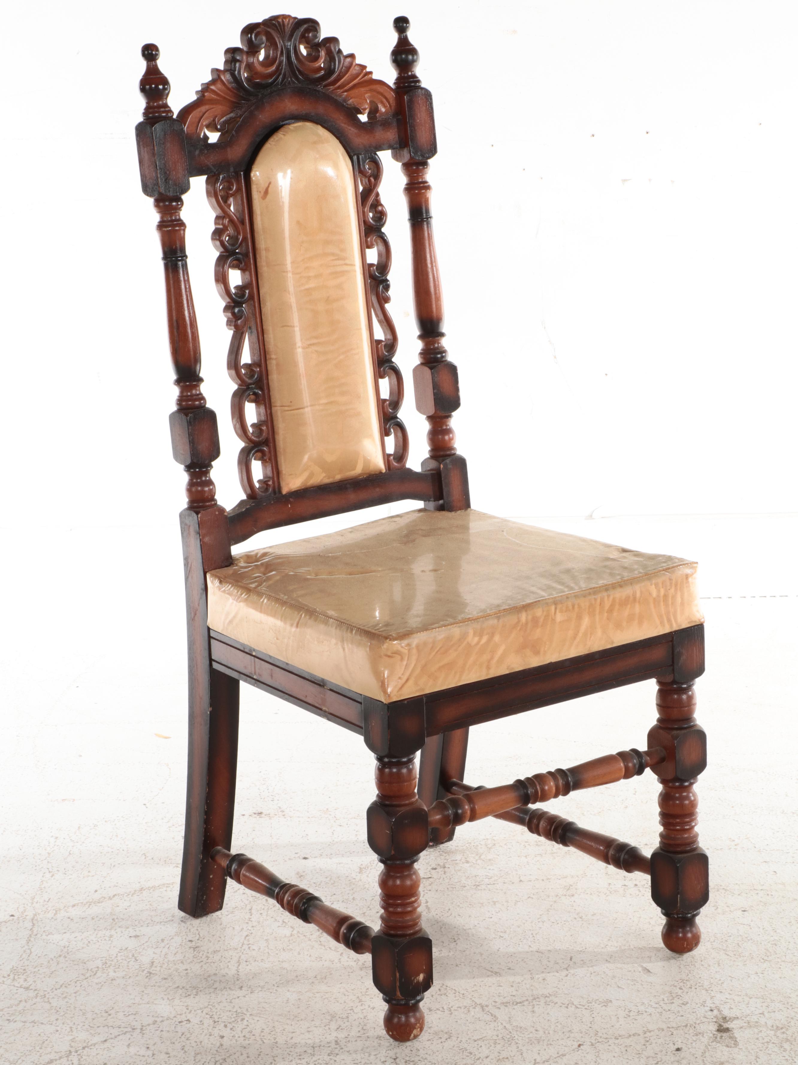 Nine Piece Chinese Carved Wooden Dining Set