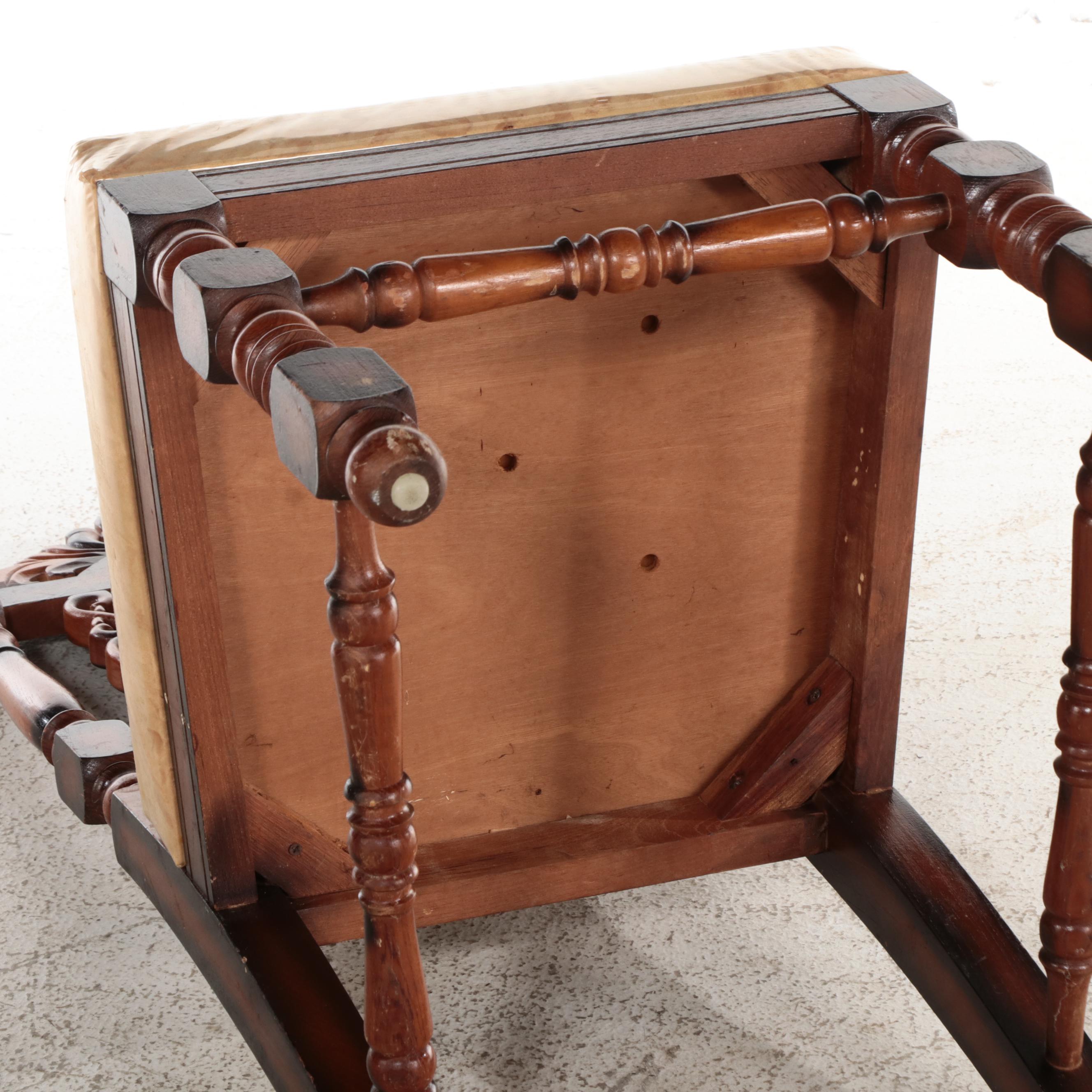 Nine Piece Chinese Carved Wooden Dining Set