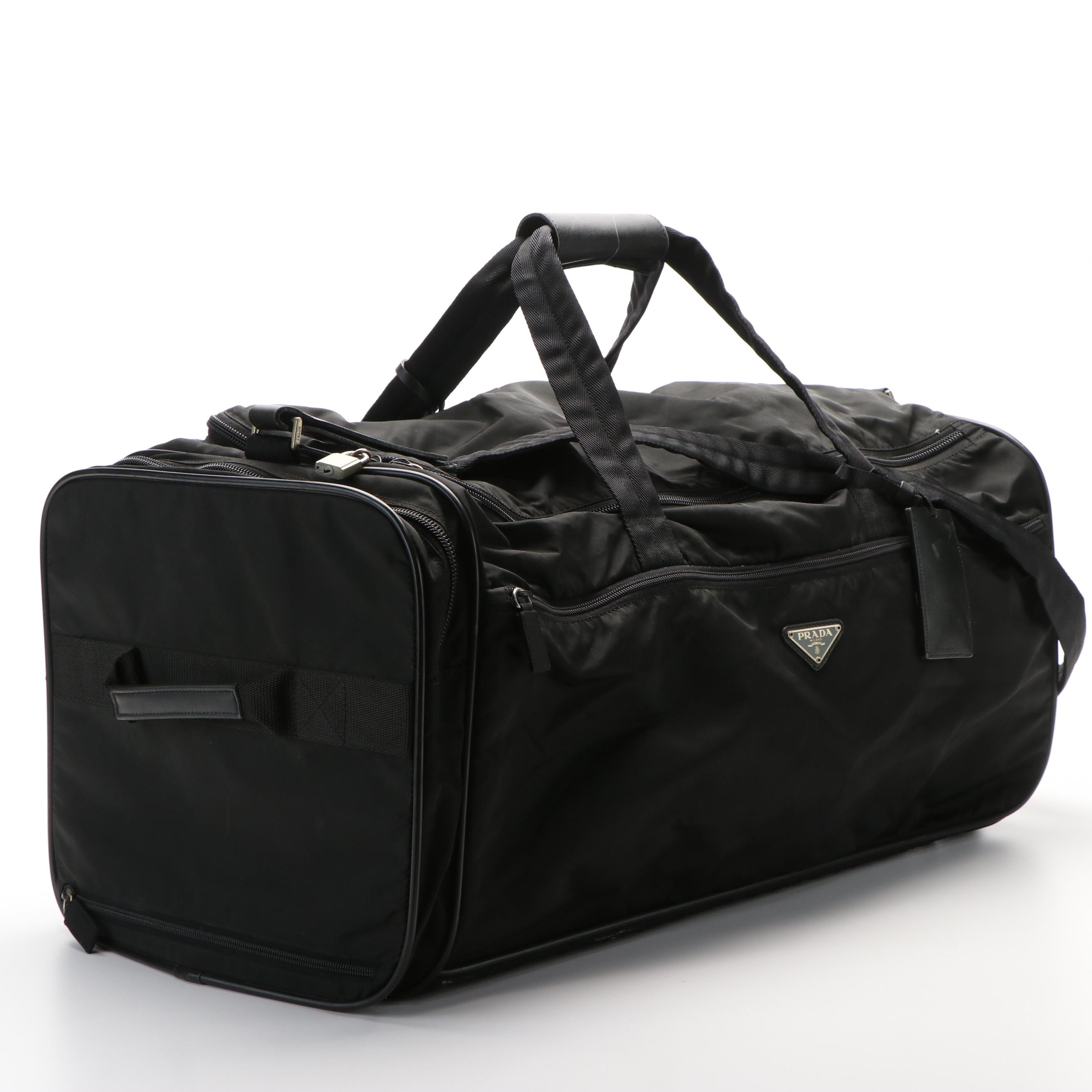 Prada Rolling Duffle Bag in Black Tessuto Nylon